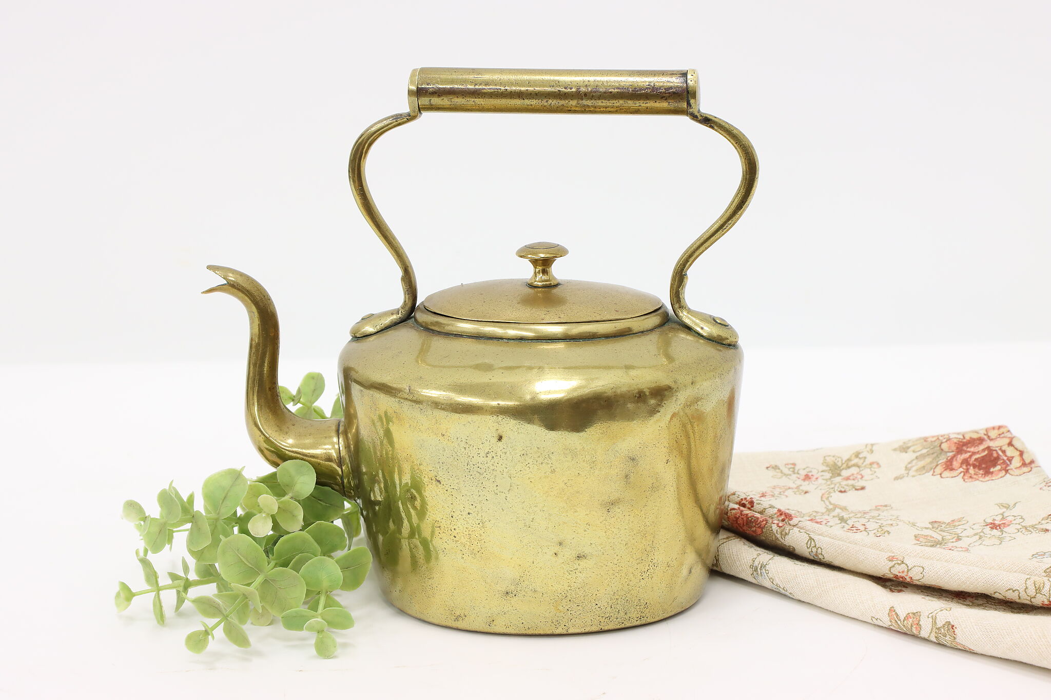 European Farmhouse Antique Brass Teapot or Kettle