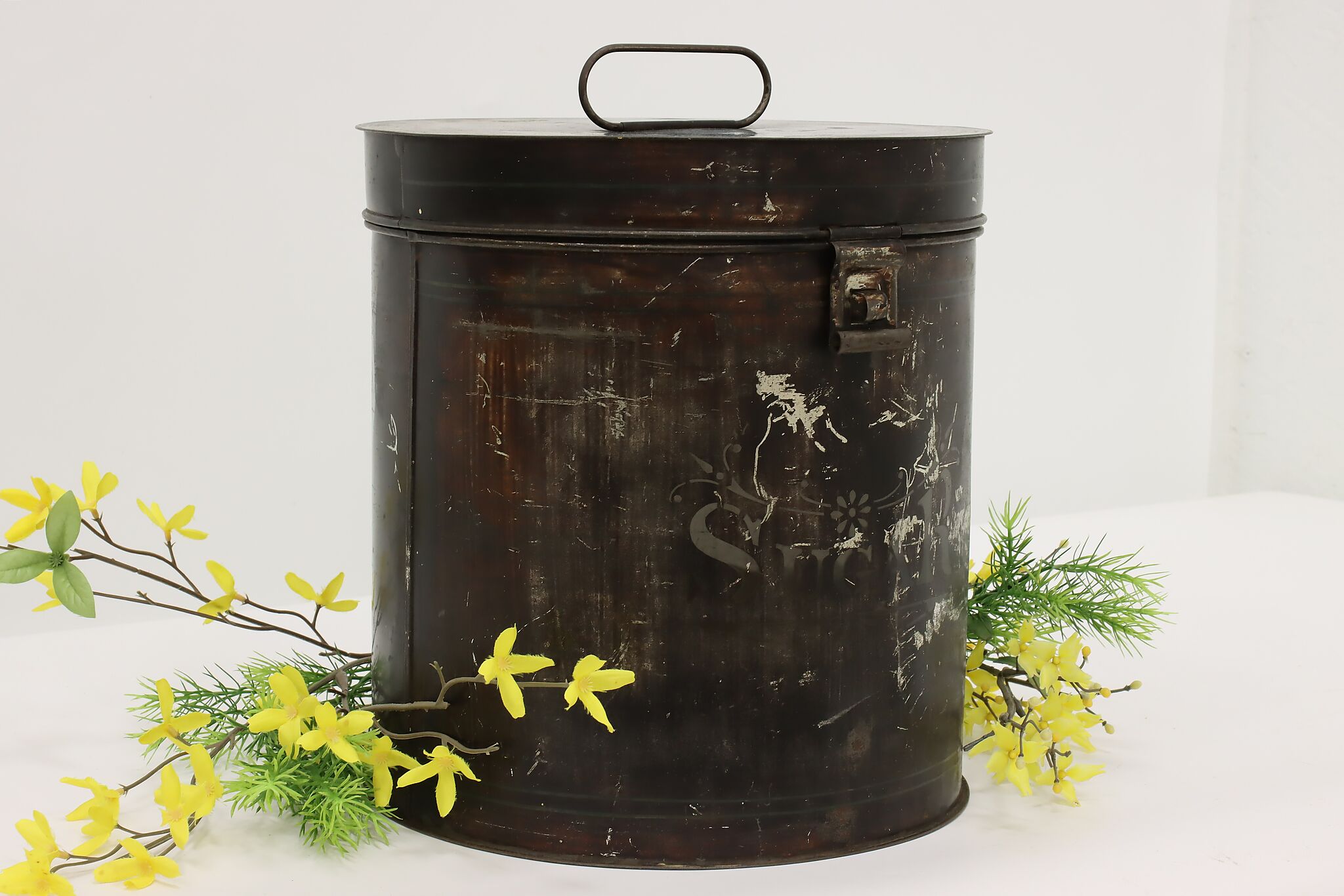 Farmhouse Antique Painted Tin Sugar or Flour Container