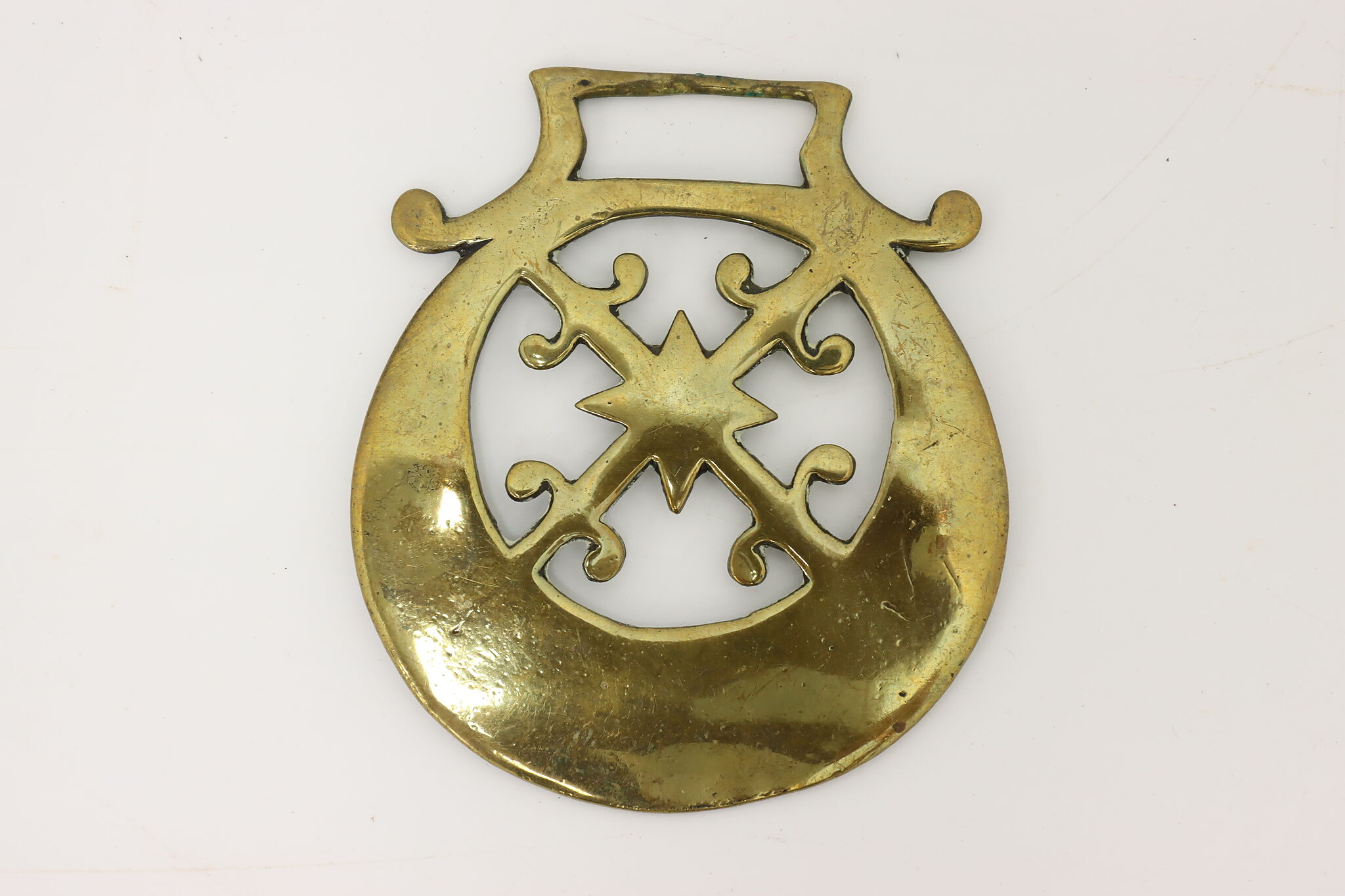 Horse Vintage Brass Harness Medallion, Star