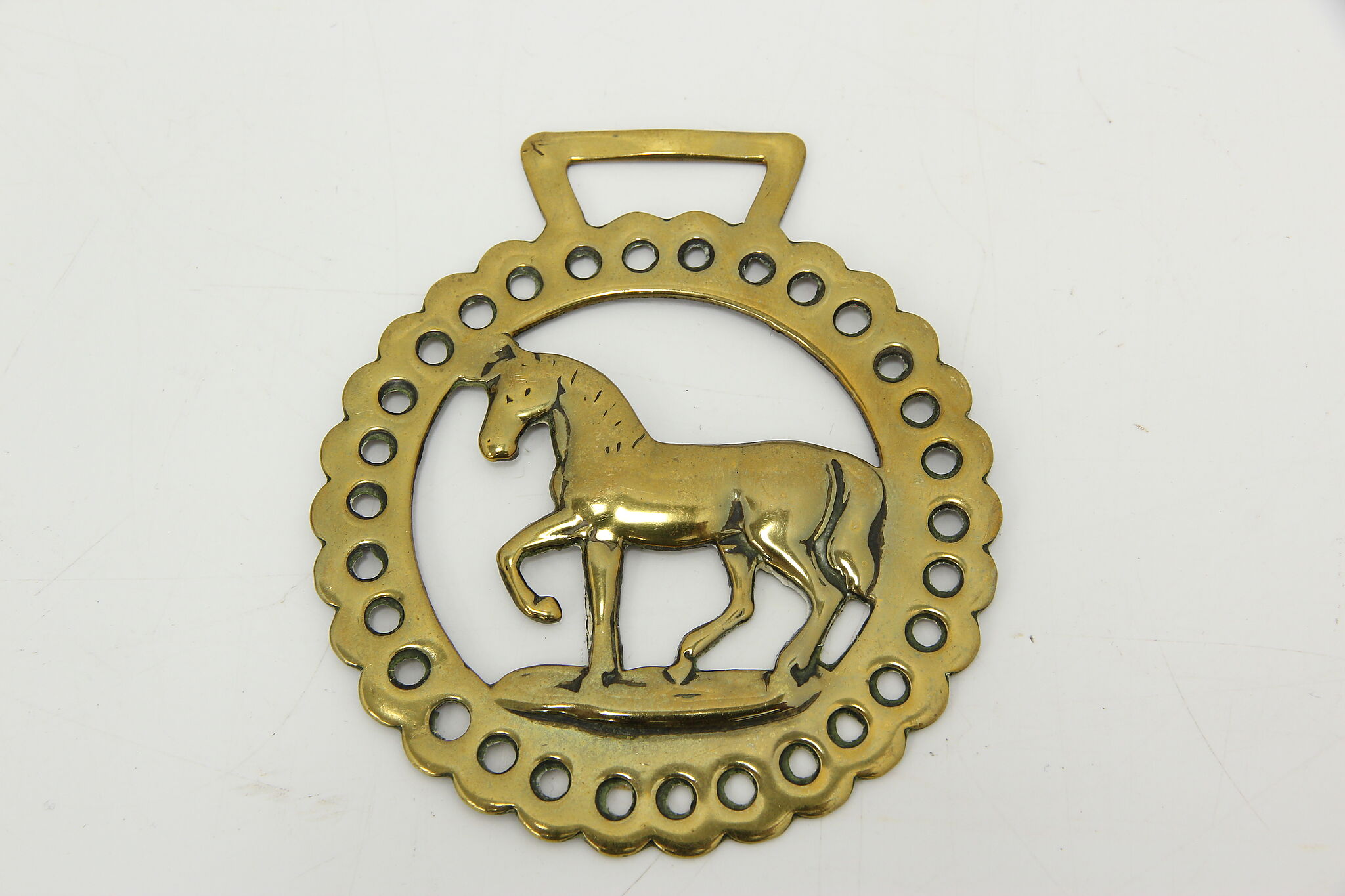 Horse Vintage Brass Harness Medallion, Horse