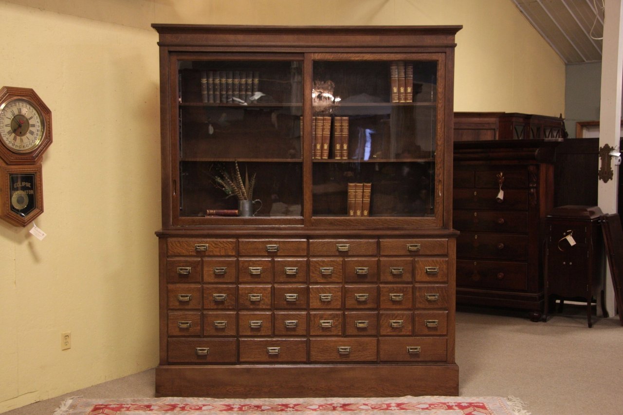 Large Wide Apothecary-style Storage Cabinet 24 Drawers 3 Open