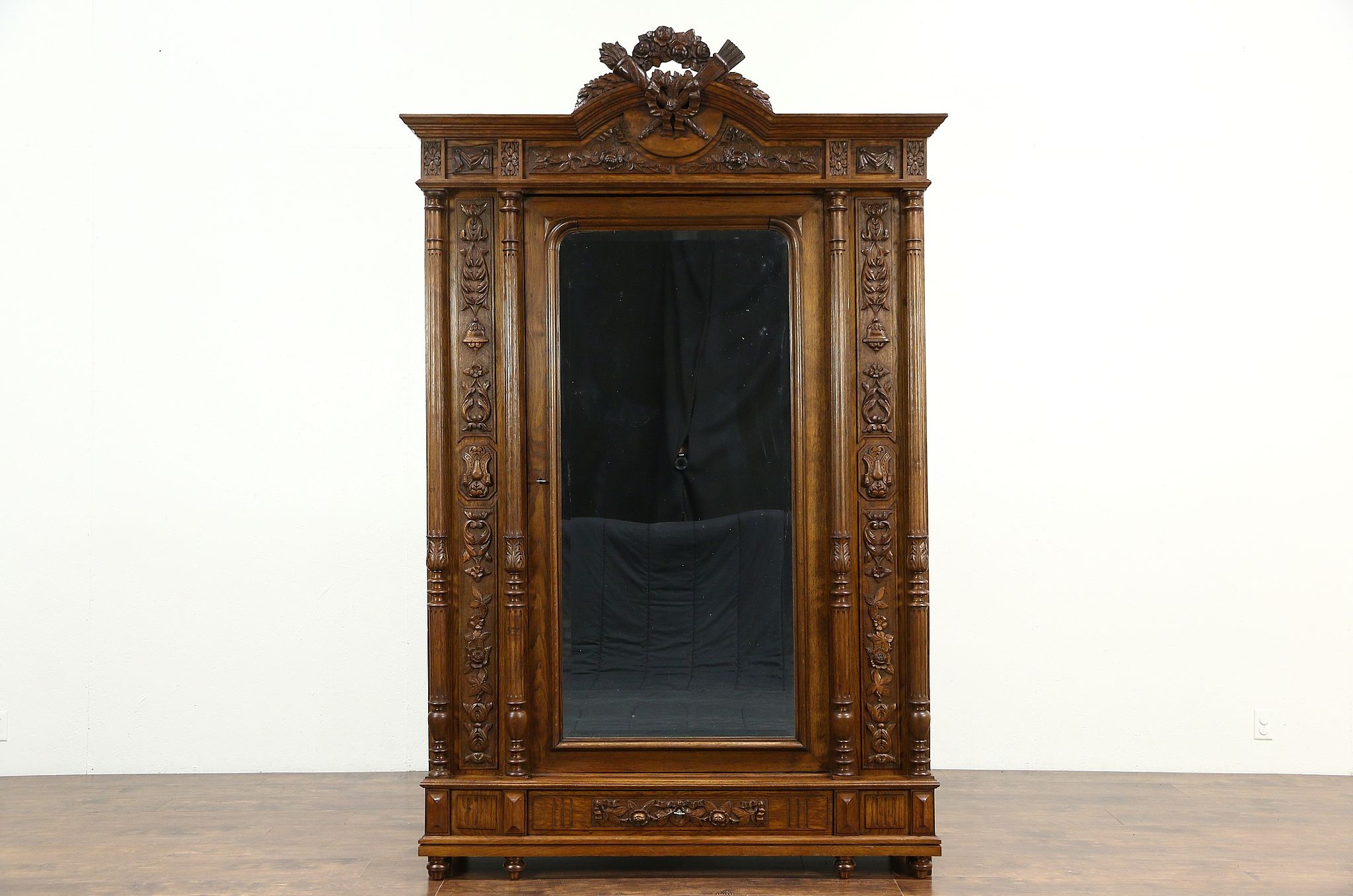 Sold French Louis Xvi Antique 1890 Carved Oak Chestnut Armoire