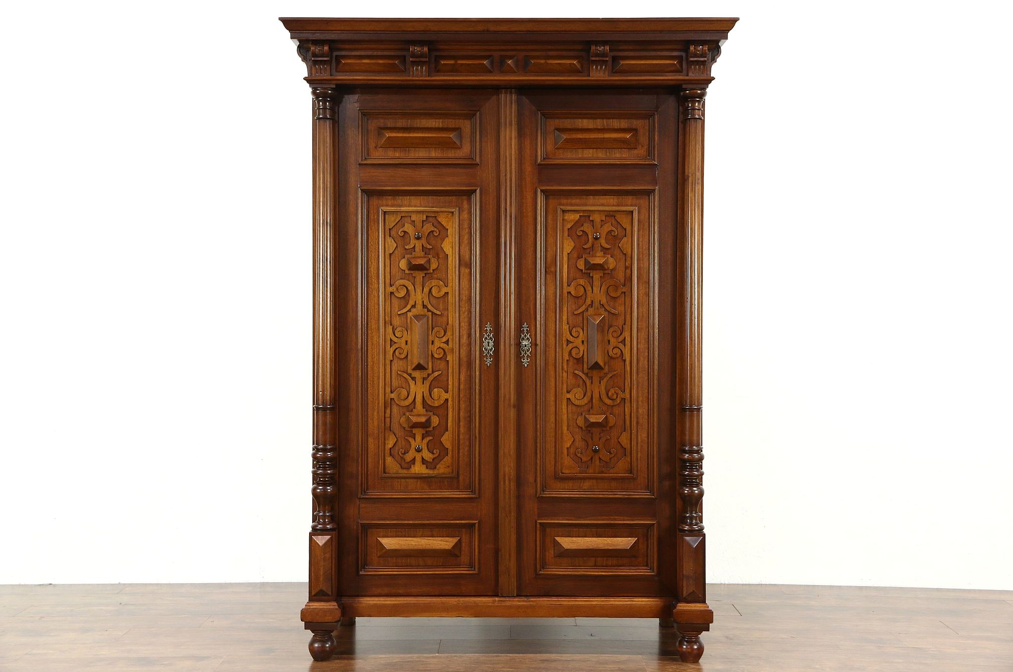 Sold Carved Walnut Antique 1890 Austrian Armoire Wardrobe Or