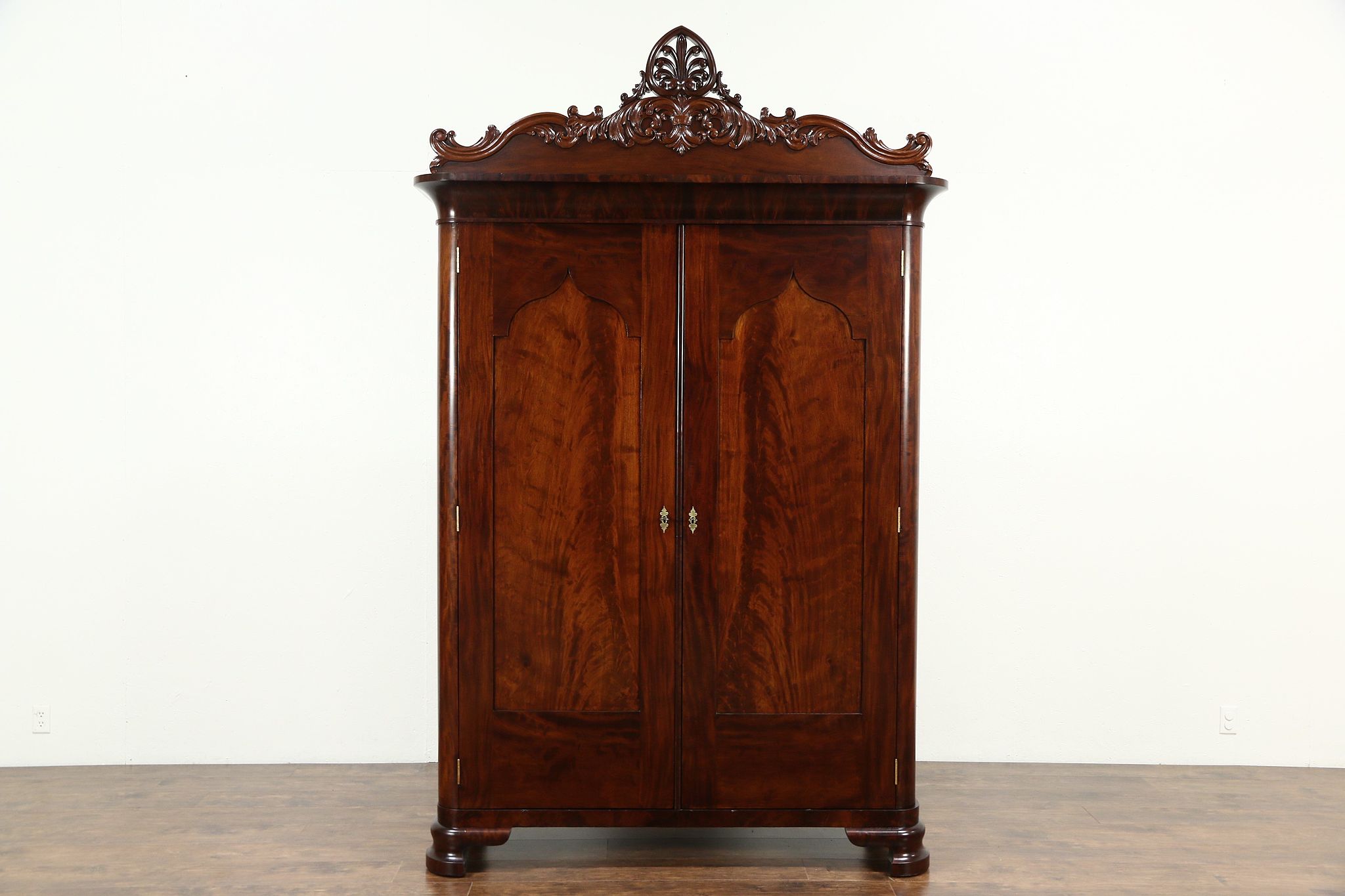 Sold Victorian Hand Carved Mahogany Antique 1875 Armoire Closet