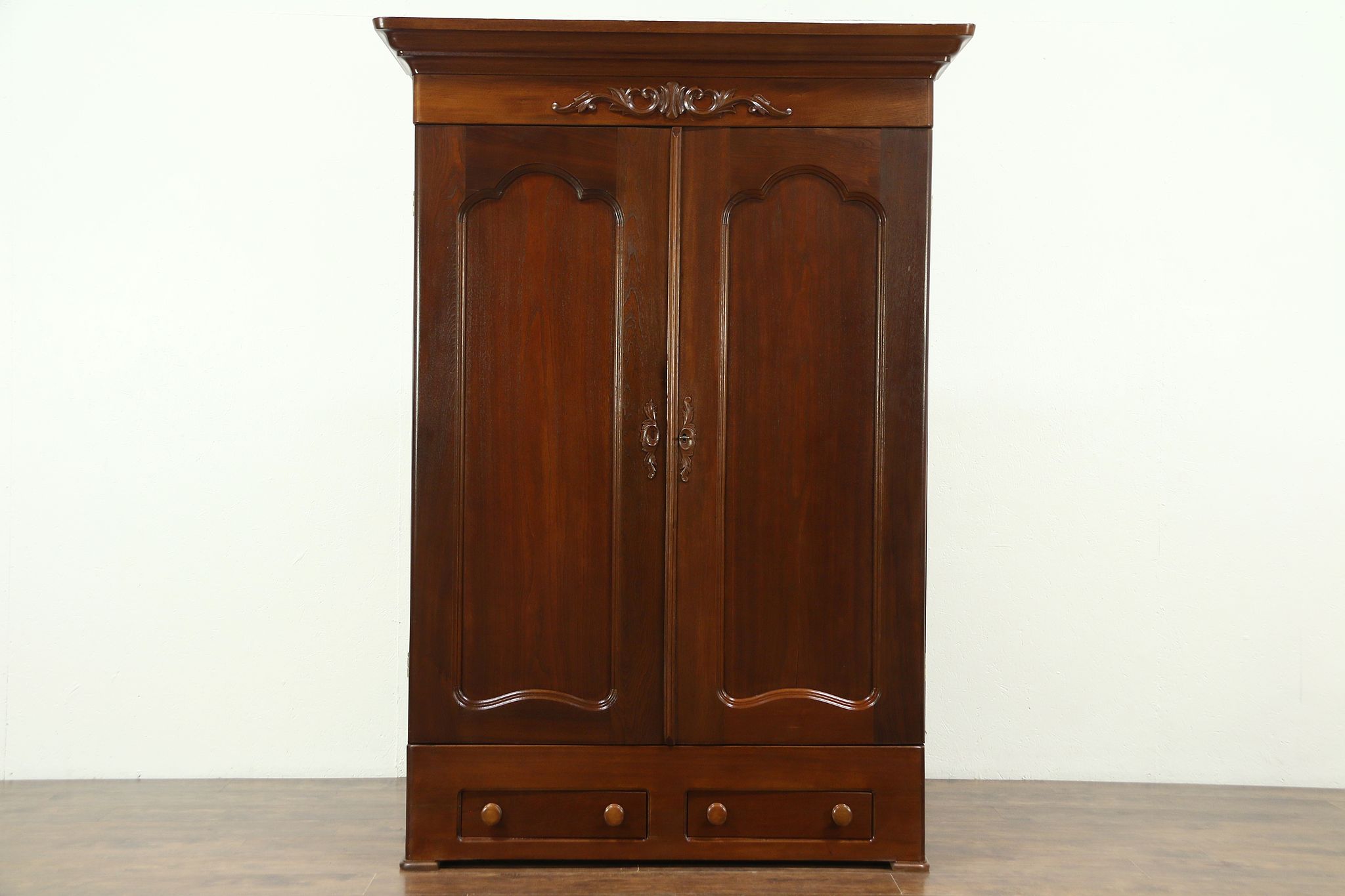 Sold Victorian Antique 1870 Carved Walnut Armoire Wardrobe Or