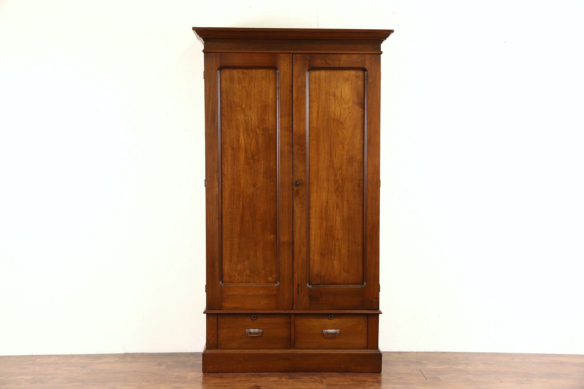 Sold Walnut 1890 Antique Armoire Wardrobe Or Closet Harp