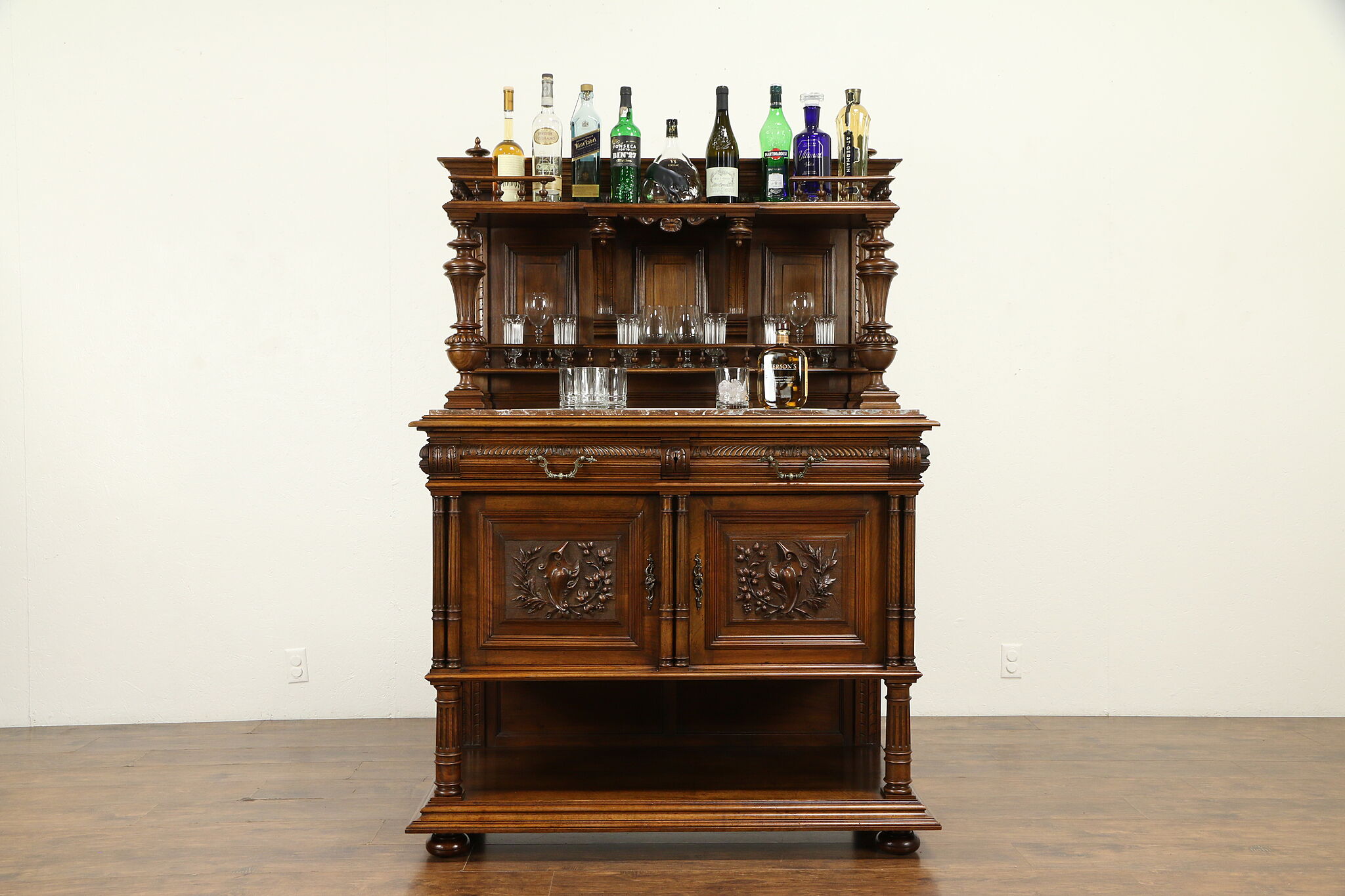 Sold Carved Walnut Antique French Sideboard Bar Or Wine Cabinet