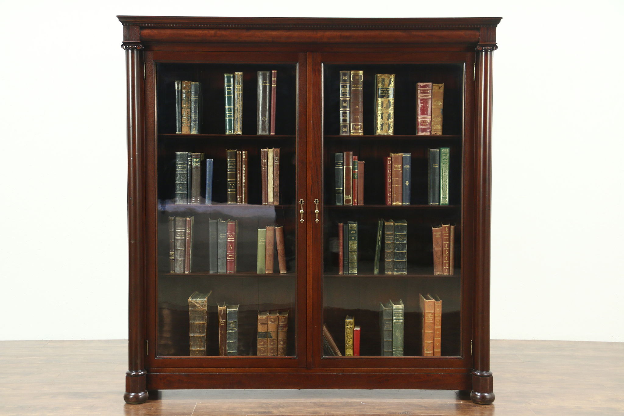 Sold Empire 1900 Antique Mahogany Classical Library Bookcase