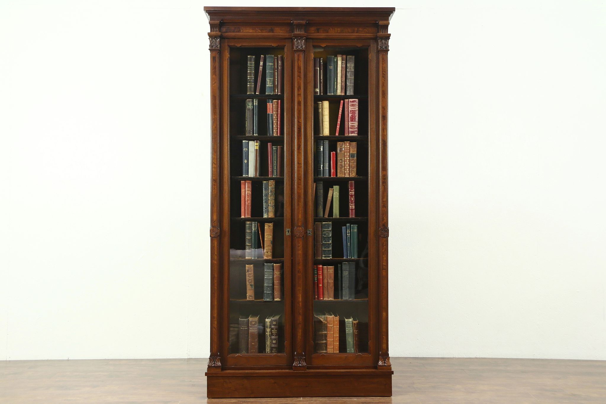 Sold Victorian Antique 1870 Walnut Burl 7 Tall Library