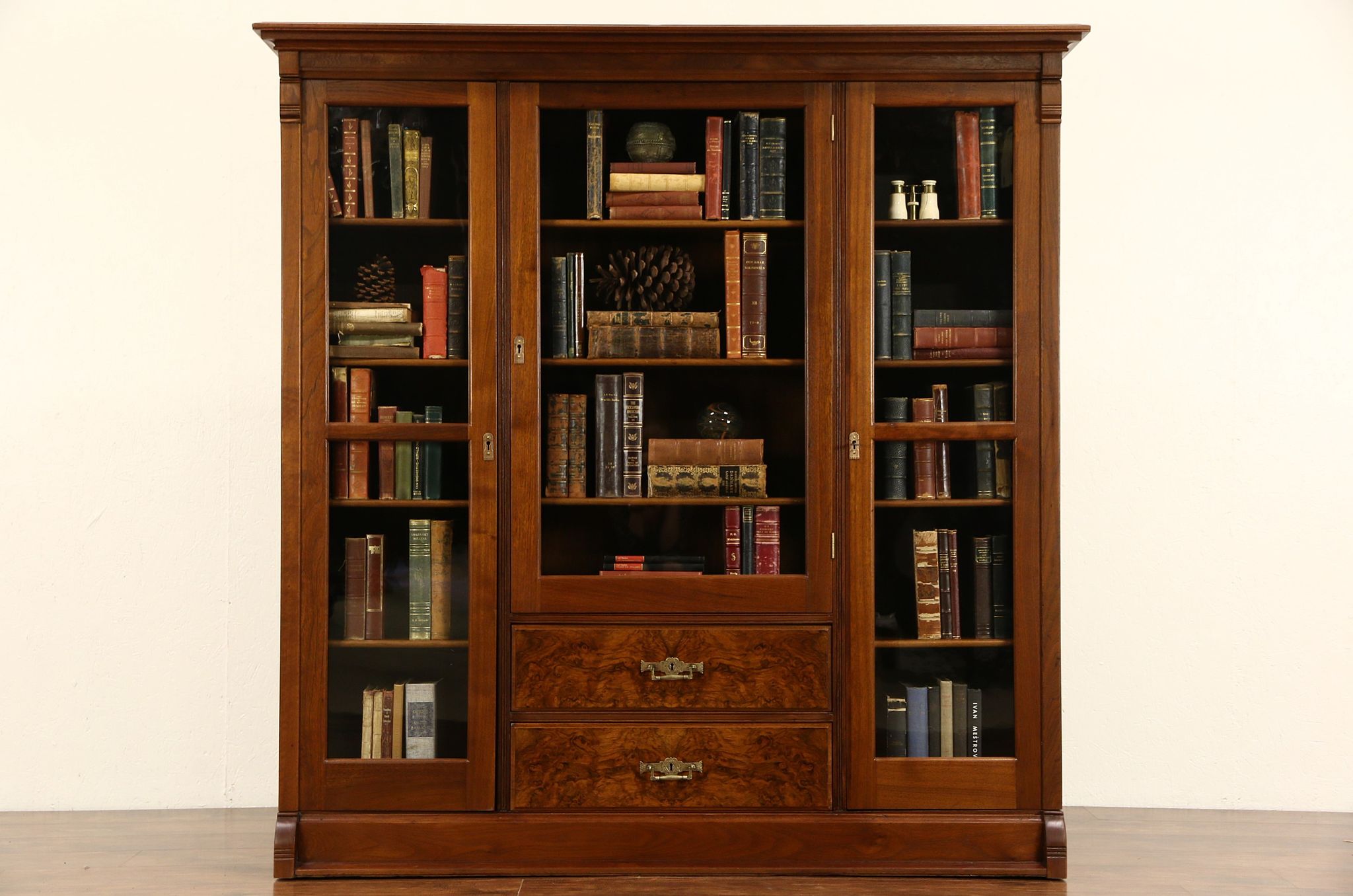 antique bookcases with glass doors