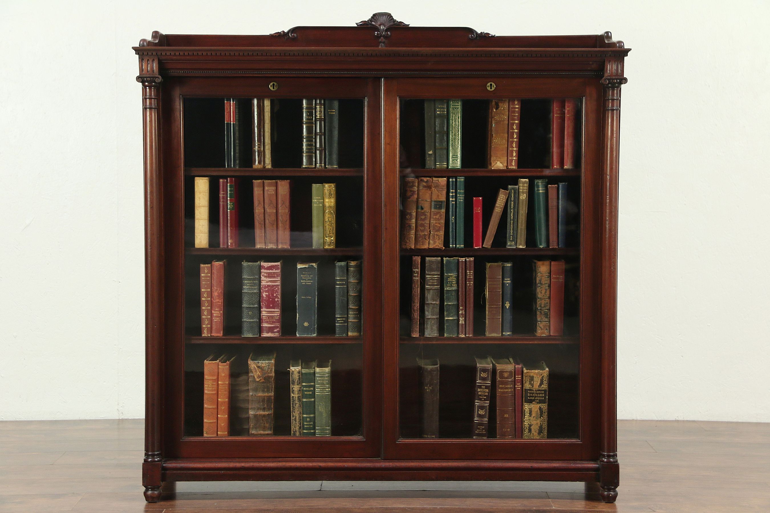 Antique bookcase on sale with glass doors