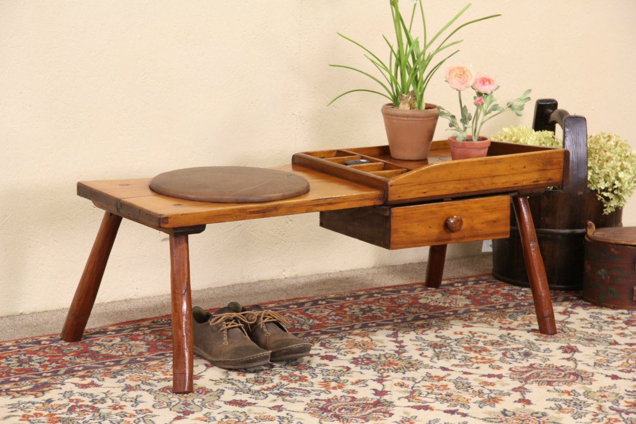 Country Pine Antique 1900 Cobbler Bench or Coffee Table