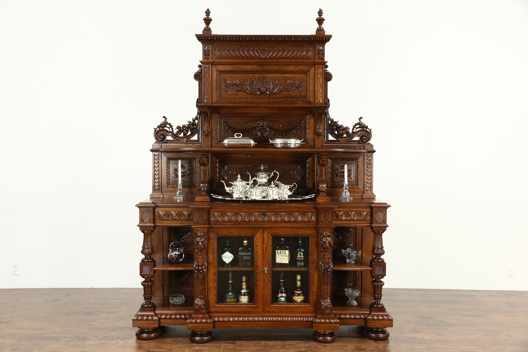 Sold Italian Renaissance Carved Walnut Antique 1890 Sideboard