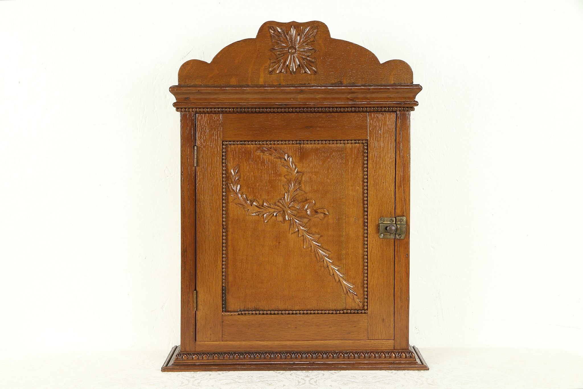 Sold Oak Antique Medicine Chest Hanging Or Countertop Cupboard