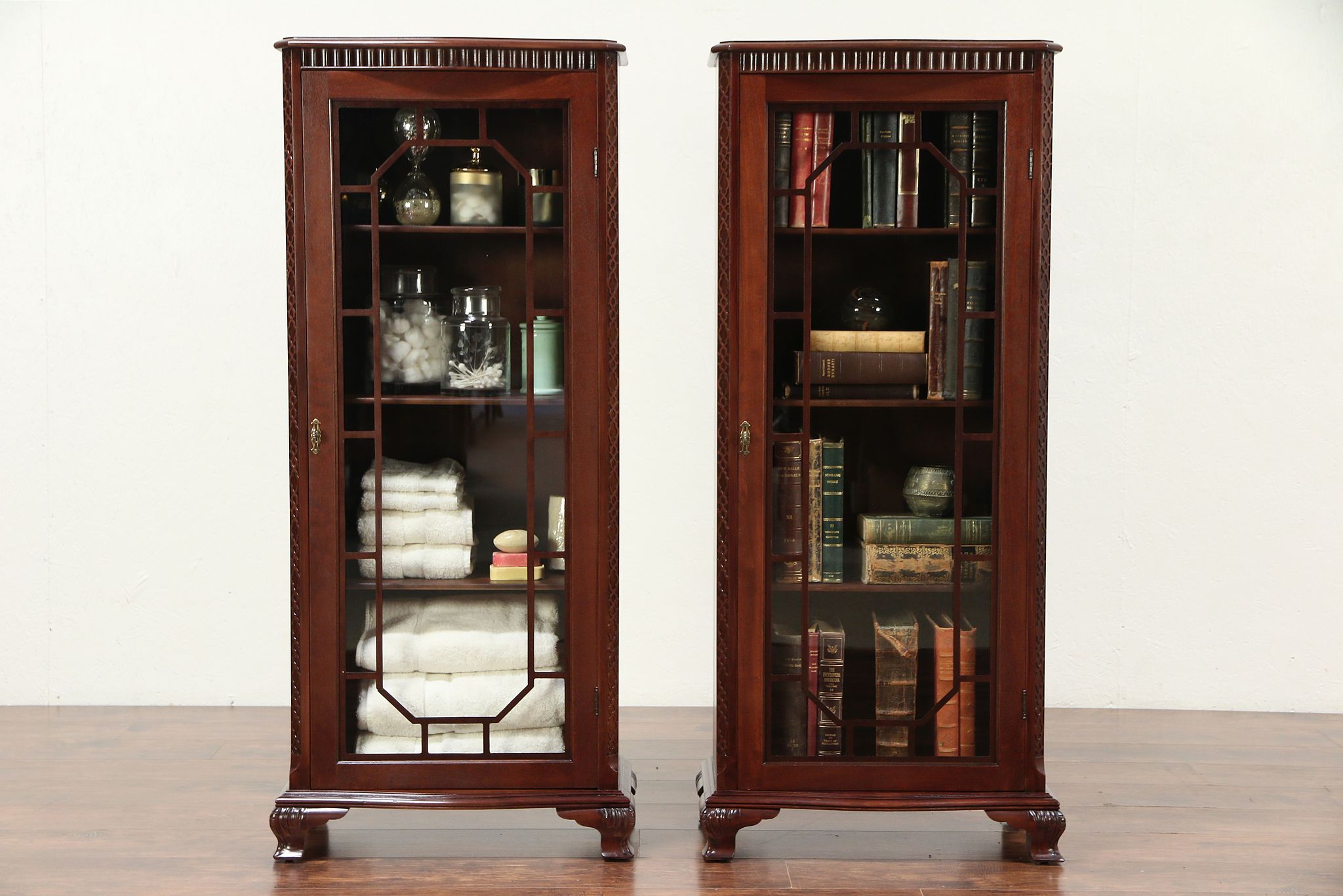Sold Pair Of Georgian Style Vintage Bookcases Bath Or Display