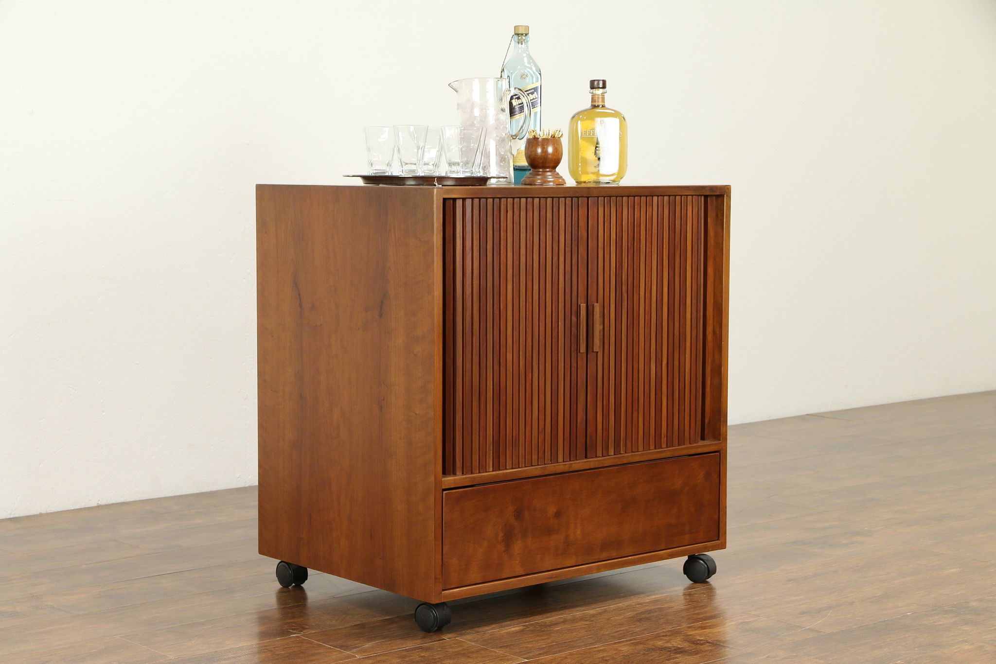 Sold Midcentury Modern Vintage Cherry Entertainment Bar Cabinet