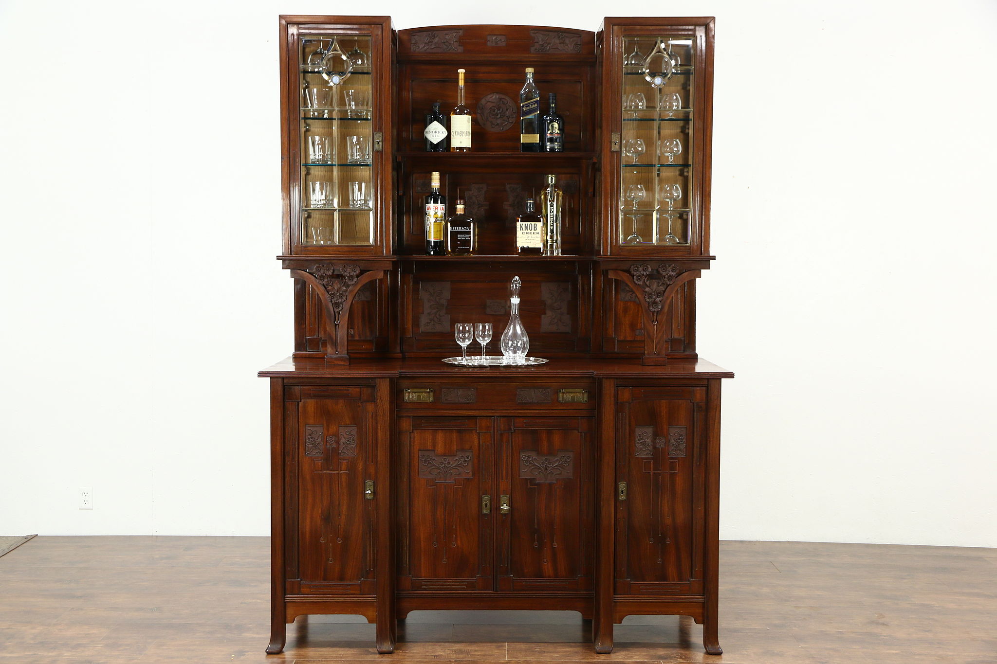 Sold Italian Antique 1925 Back Bar Or Sideboard China Cabinet