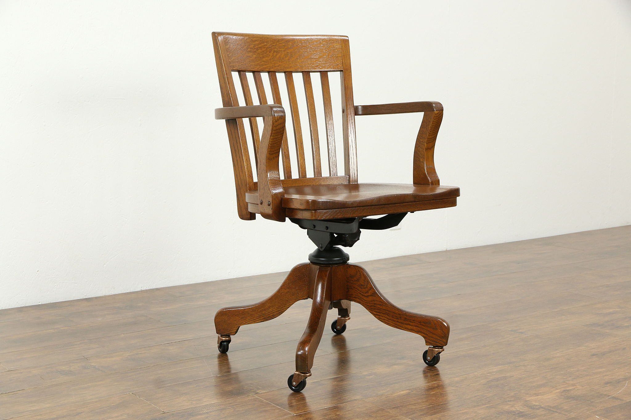 Vintage wood on sale swivel chair