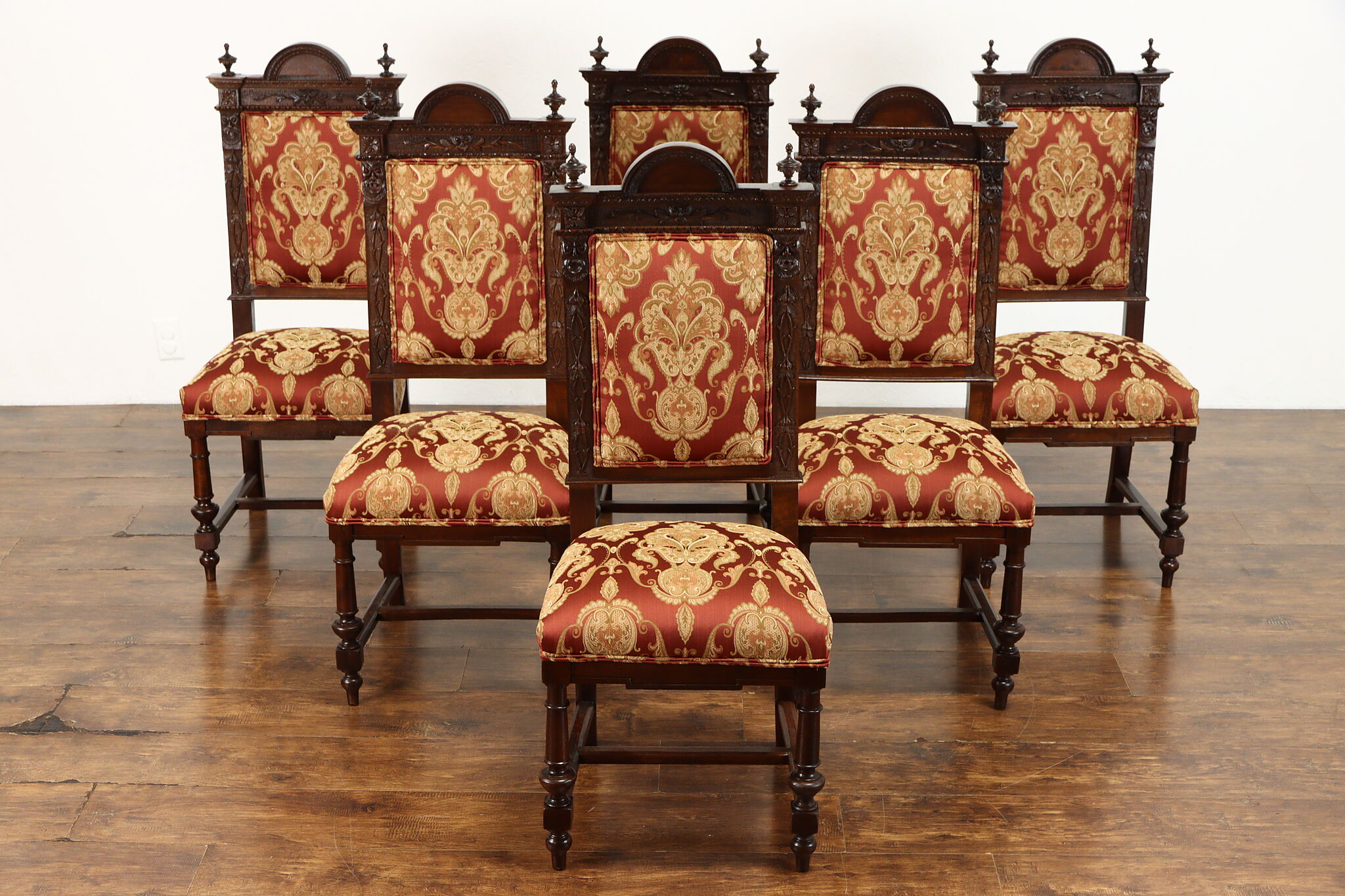 Set of Six 19th Century French Louis XVI Carved Dining Chairs with