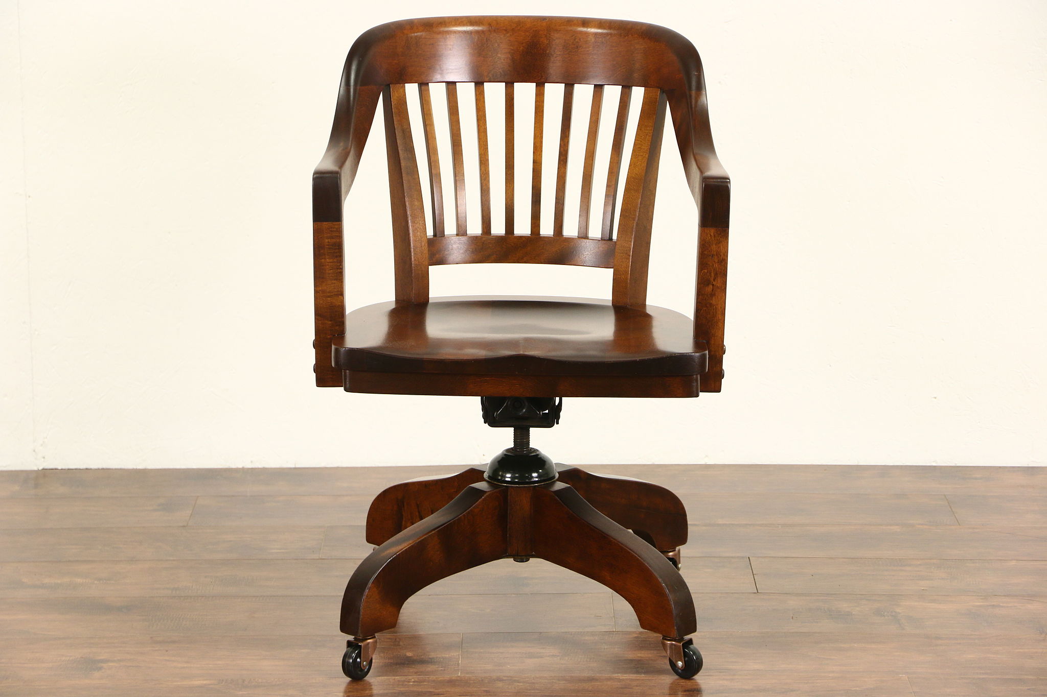 Swivel Adjustable Birch Vintage Desk Chair, Pat. 1939