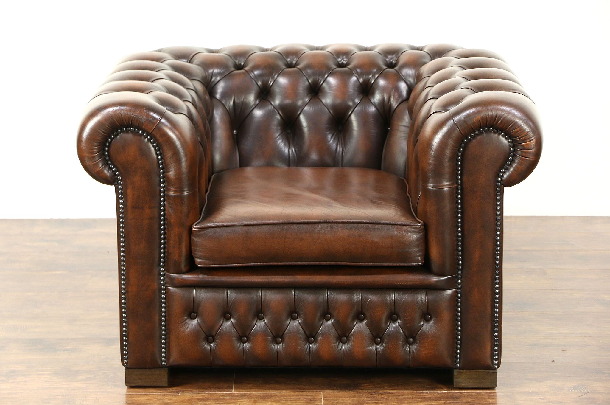 Sold Chesterfield Tufted Brown Leather Vintage Scandinavian Tub