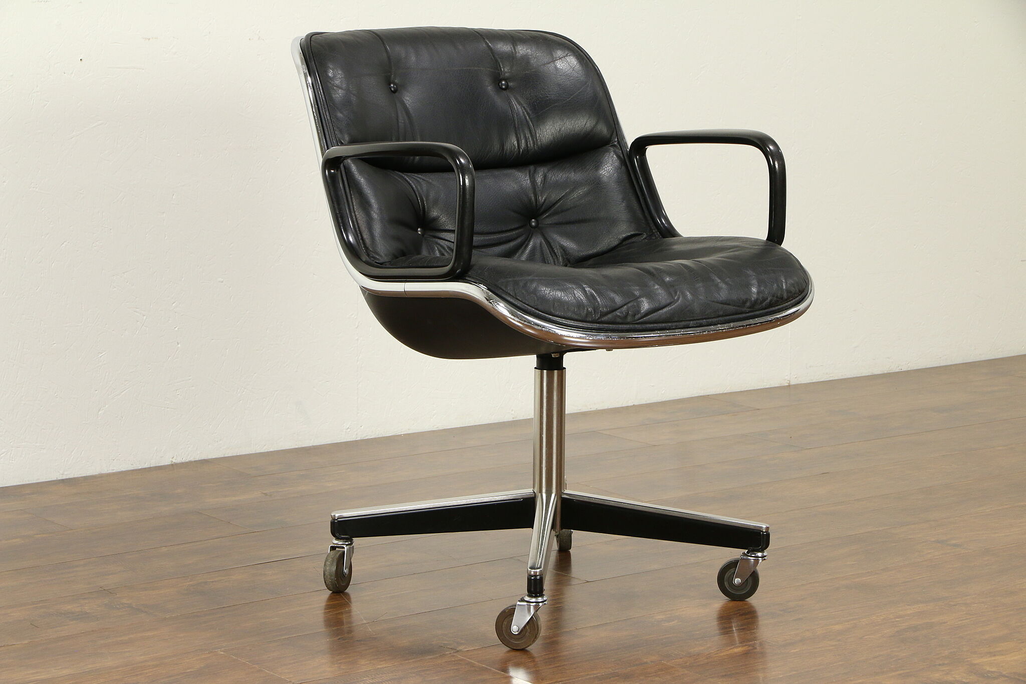 Knoll Midcentury Vintage Swivel Adjustable Leather Desk Chair