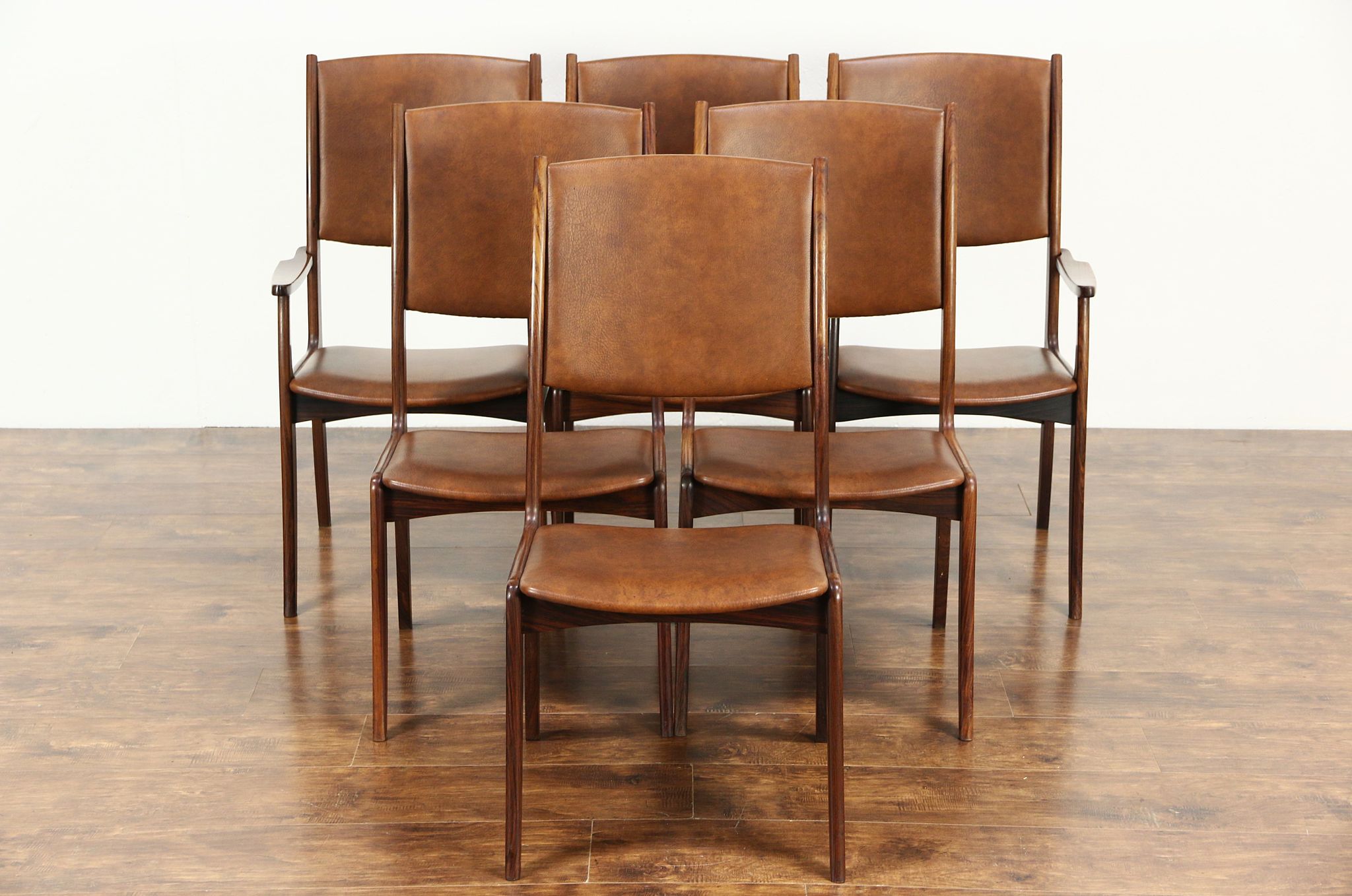 Sold Set Of 6 Rosewood Midcentury Danish Modern 1960 Vintage Dining Chairs Harp Gallery Antiques Furniture