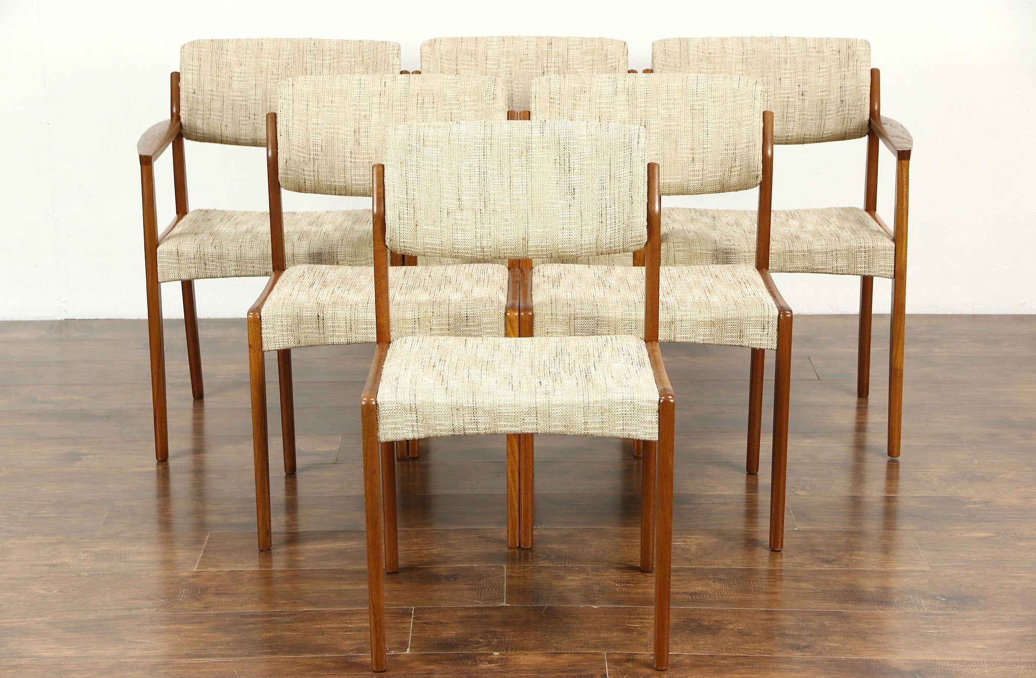 Sold Set Of 6 Midcentury Danish Modern Teak Dining Chairs Signed Bramin Denmark Harp Gallery Antiques Furniture