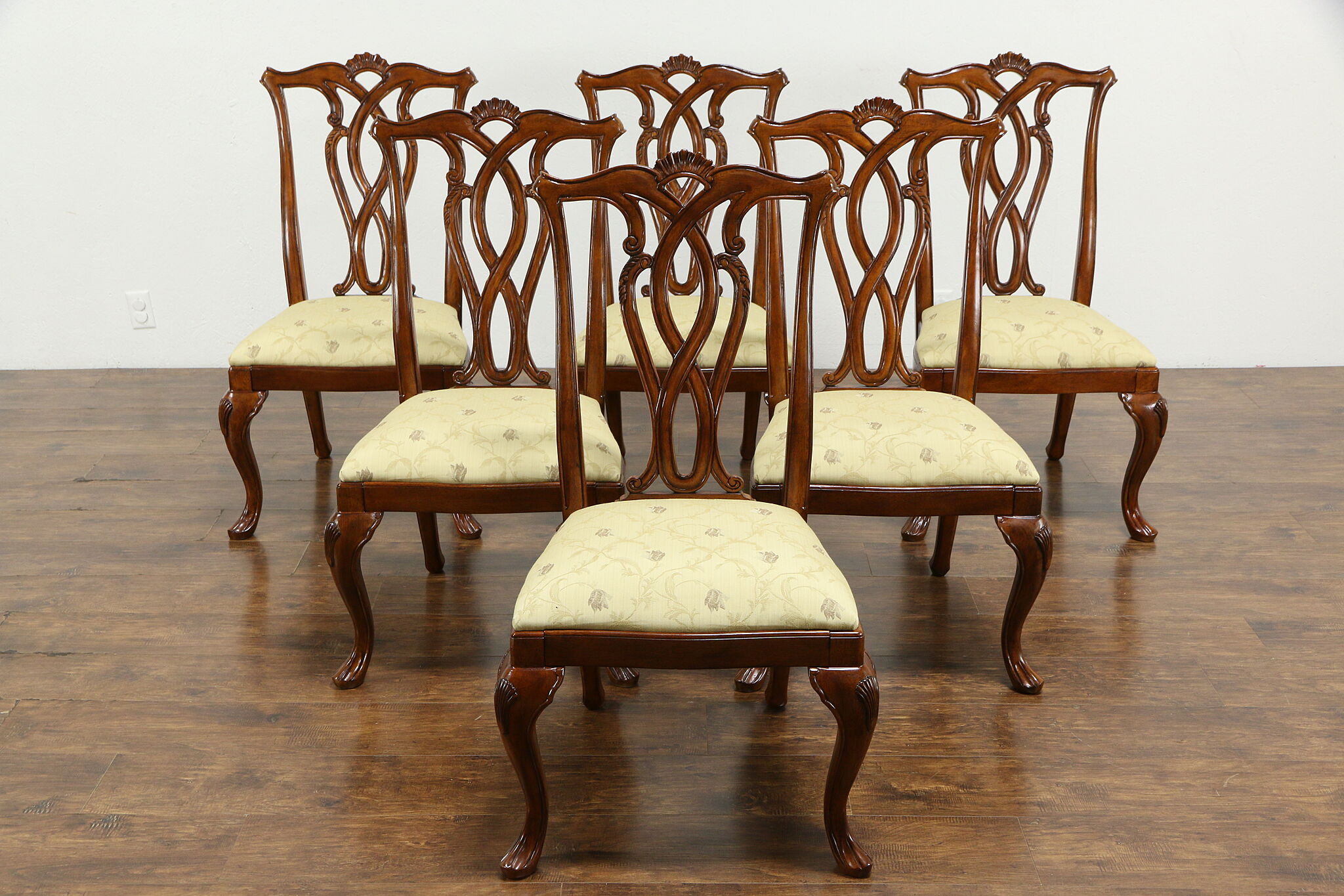 Sold Set Of 6 Georgian Design Mahogany Dining Chairs American Drew 35297 Harp Gallery Antiques Furniture