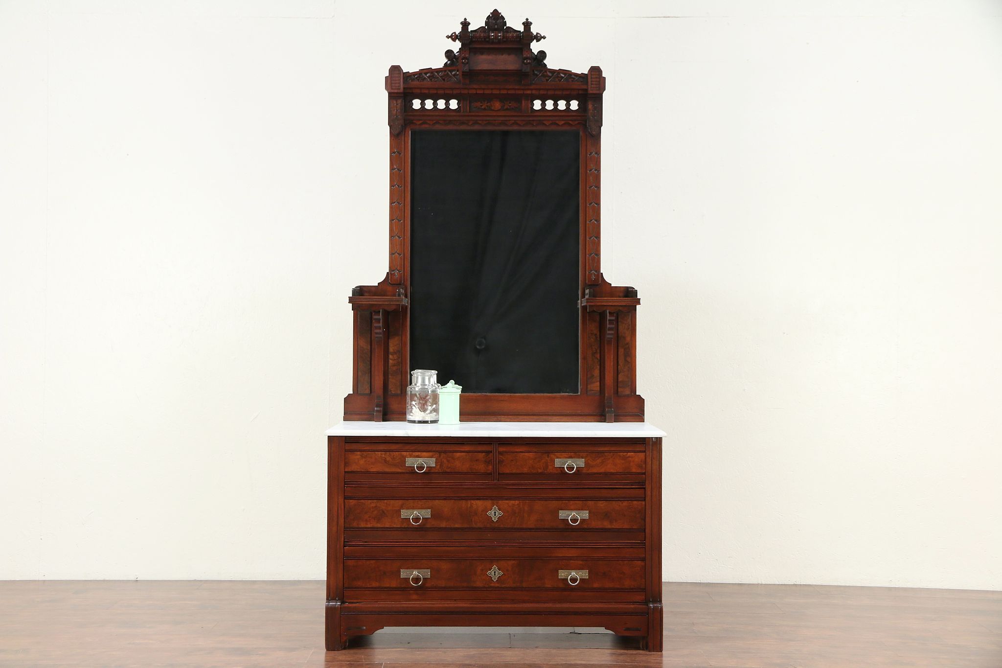 Sold Victorian Eastlake Antique Walnut Chest Or Dresser Marble