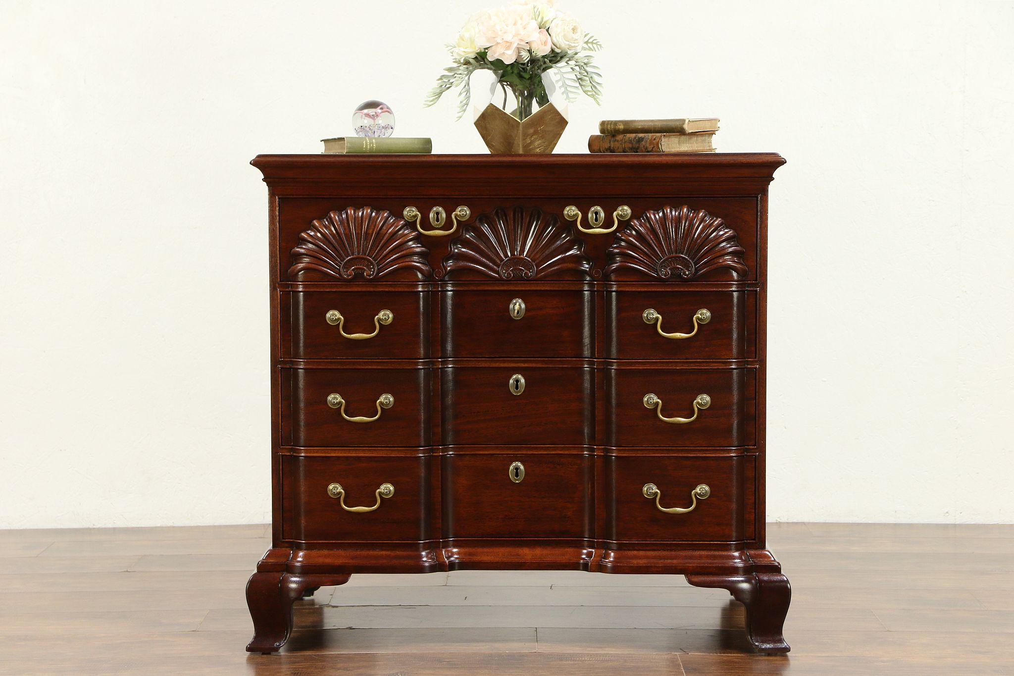Sold Kittinger Vintage Carved Mahogany Block Front Chest Or