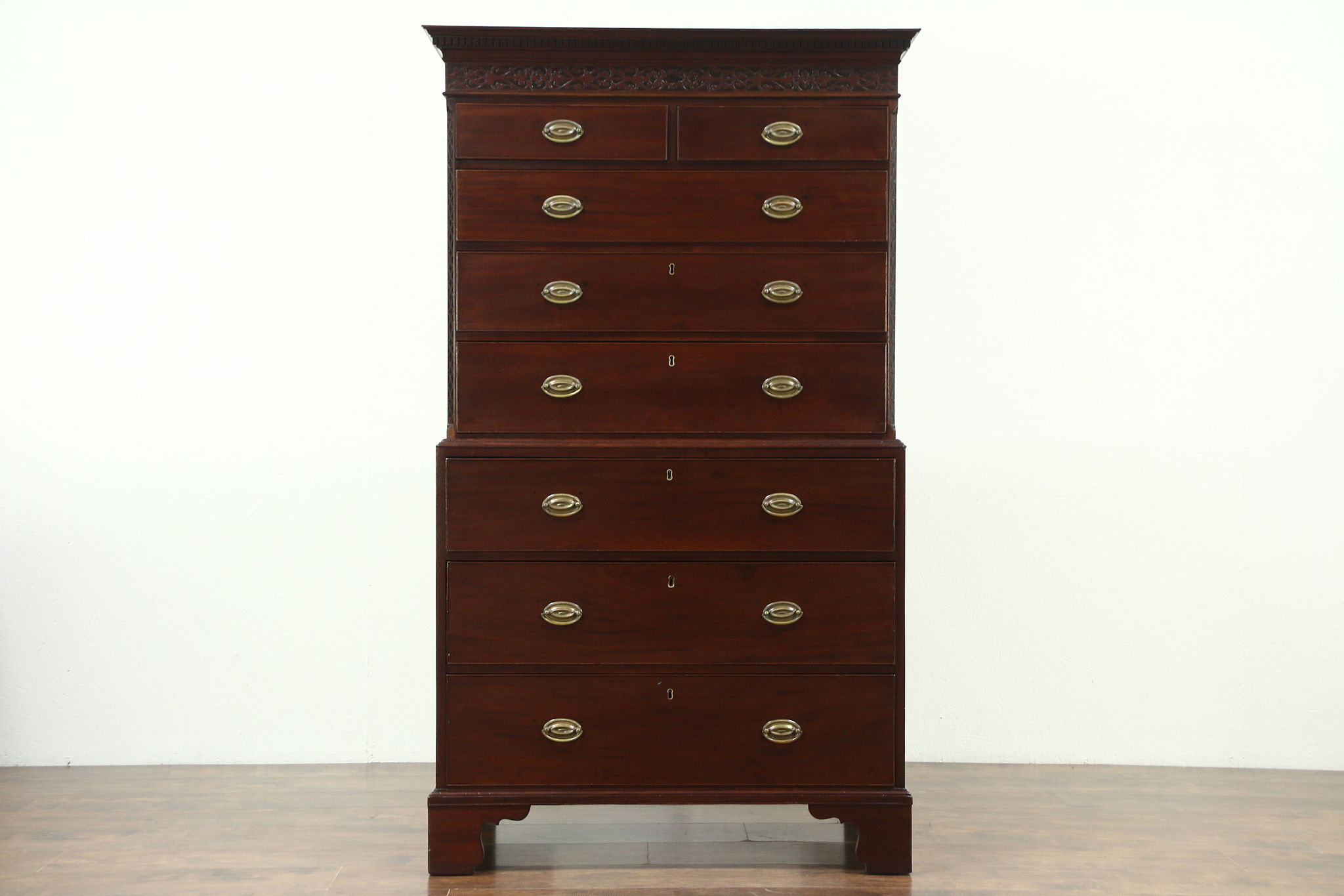 Sold Georgian Period 1790 Antique Mahogany Chest Or Chest