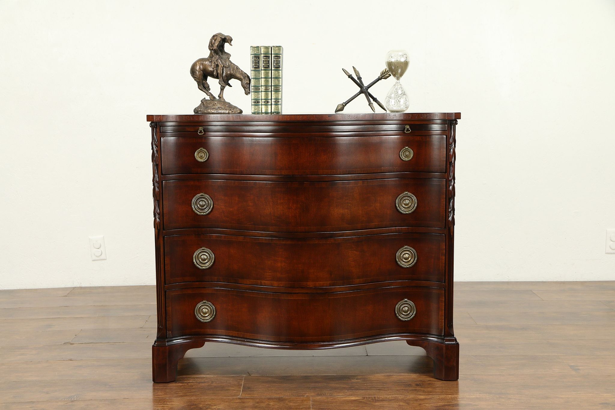 Sold Mahogany Serpentine Bachelor Linen Or Hall Chest Shelf
