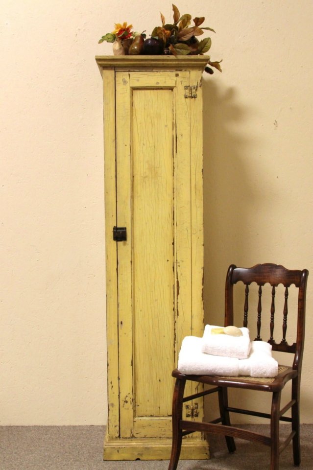 Country Pine Painted Antique Narrow Chimney Cupboard