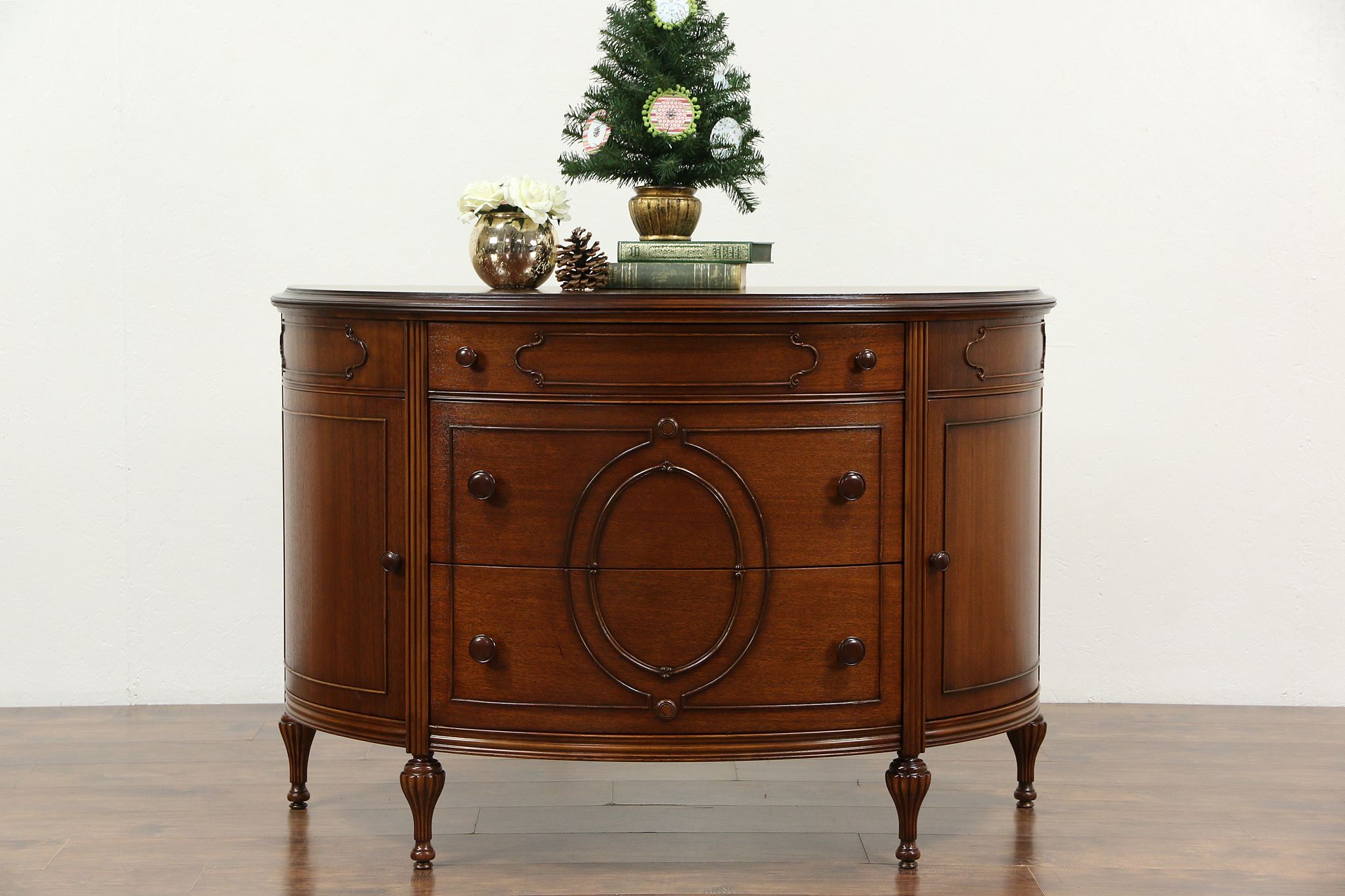 Sold Demilune Half Round Mahogany Hall Console Cabinet Chest Or