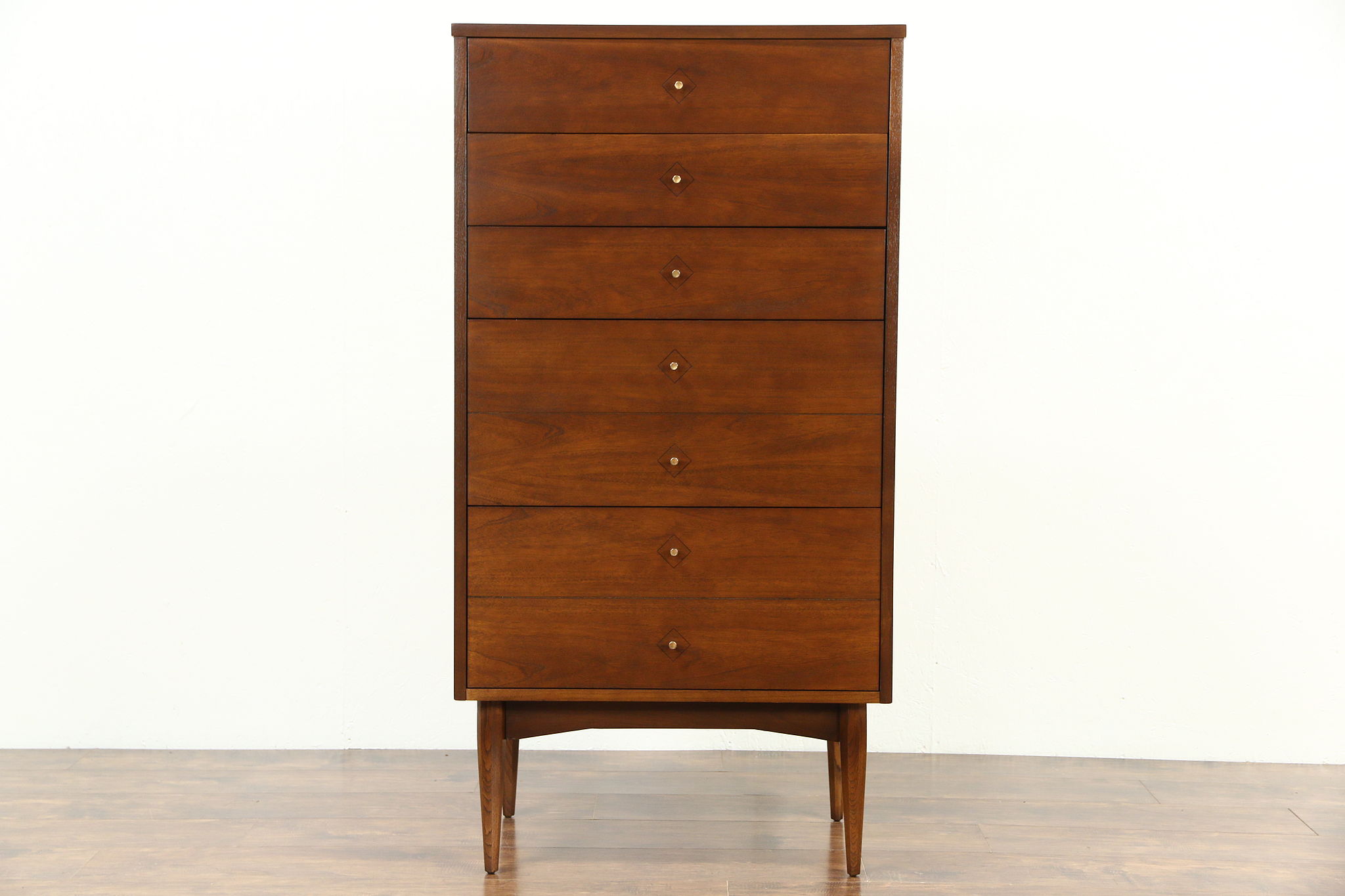 Mid Century Modern 1960 S Vintage Walnut Highboy Or Tall Chest Signed Dixie