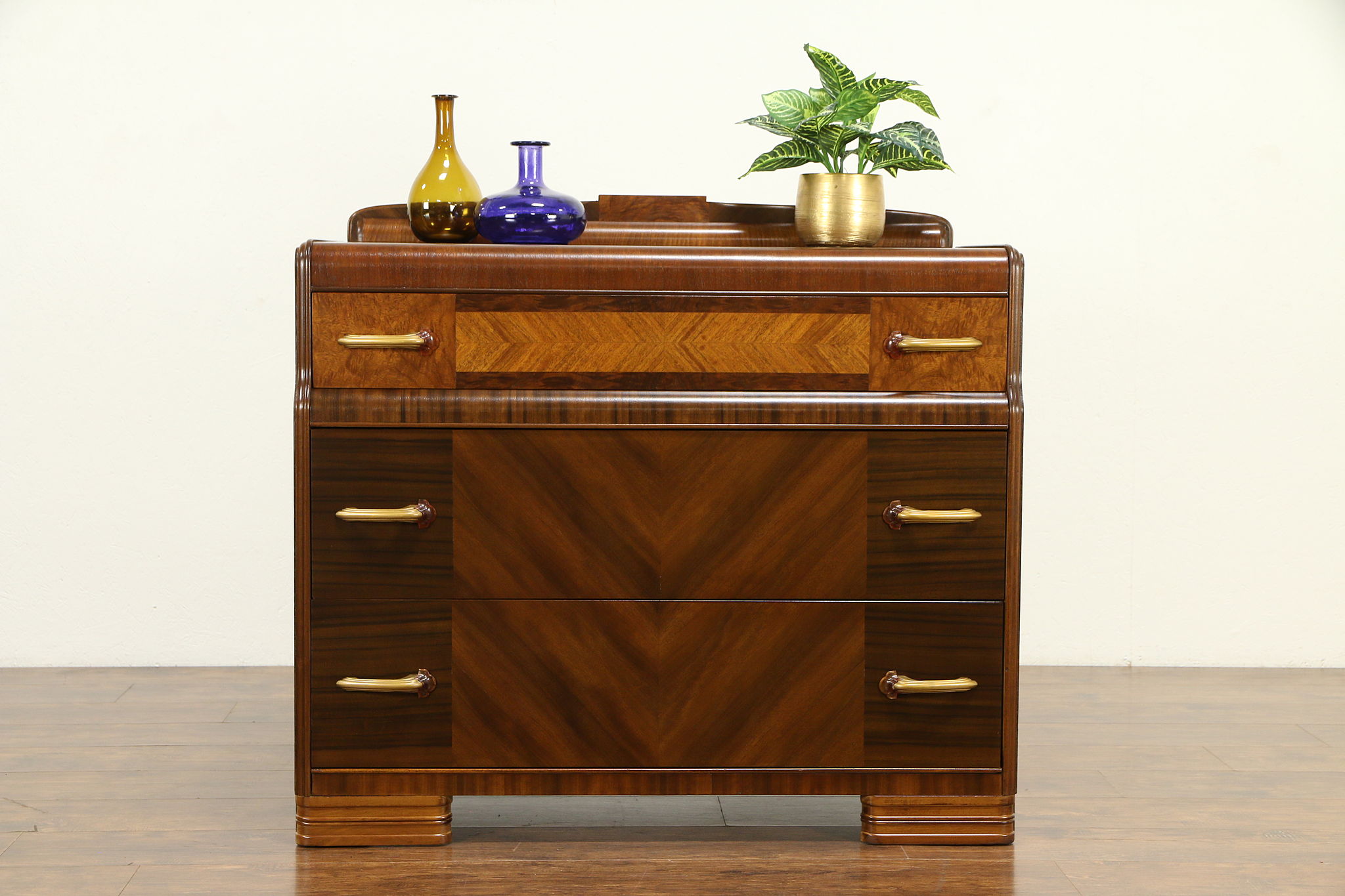 Sold Art Deco Waterfall 1930 S Vintage Chest Or Dresser 32093