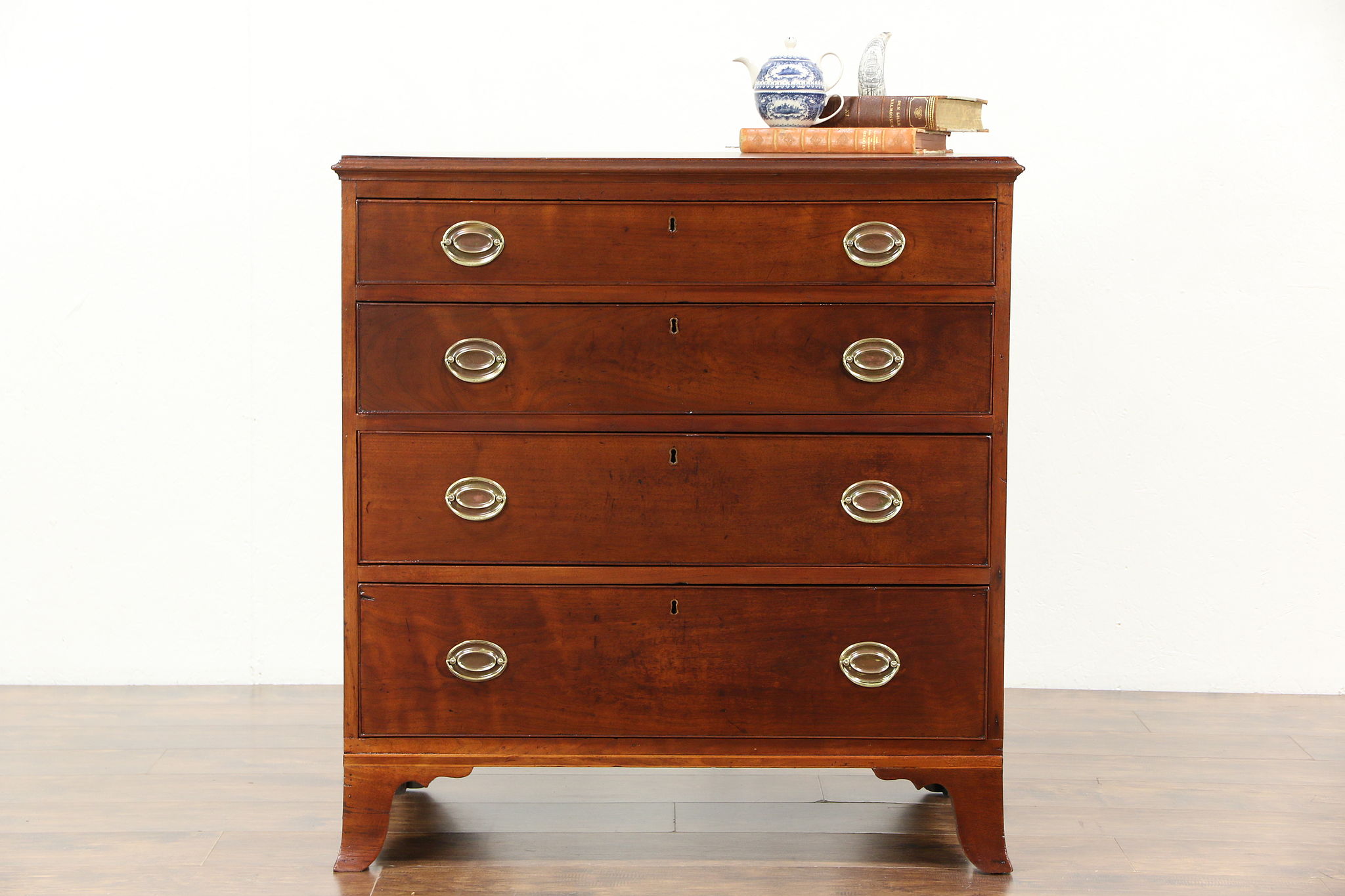 Sold Walnut 1825 Federal Period Antique Linen Chest Or Dresser