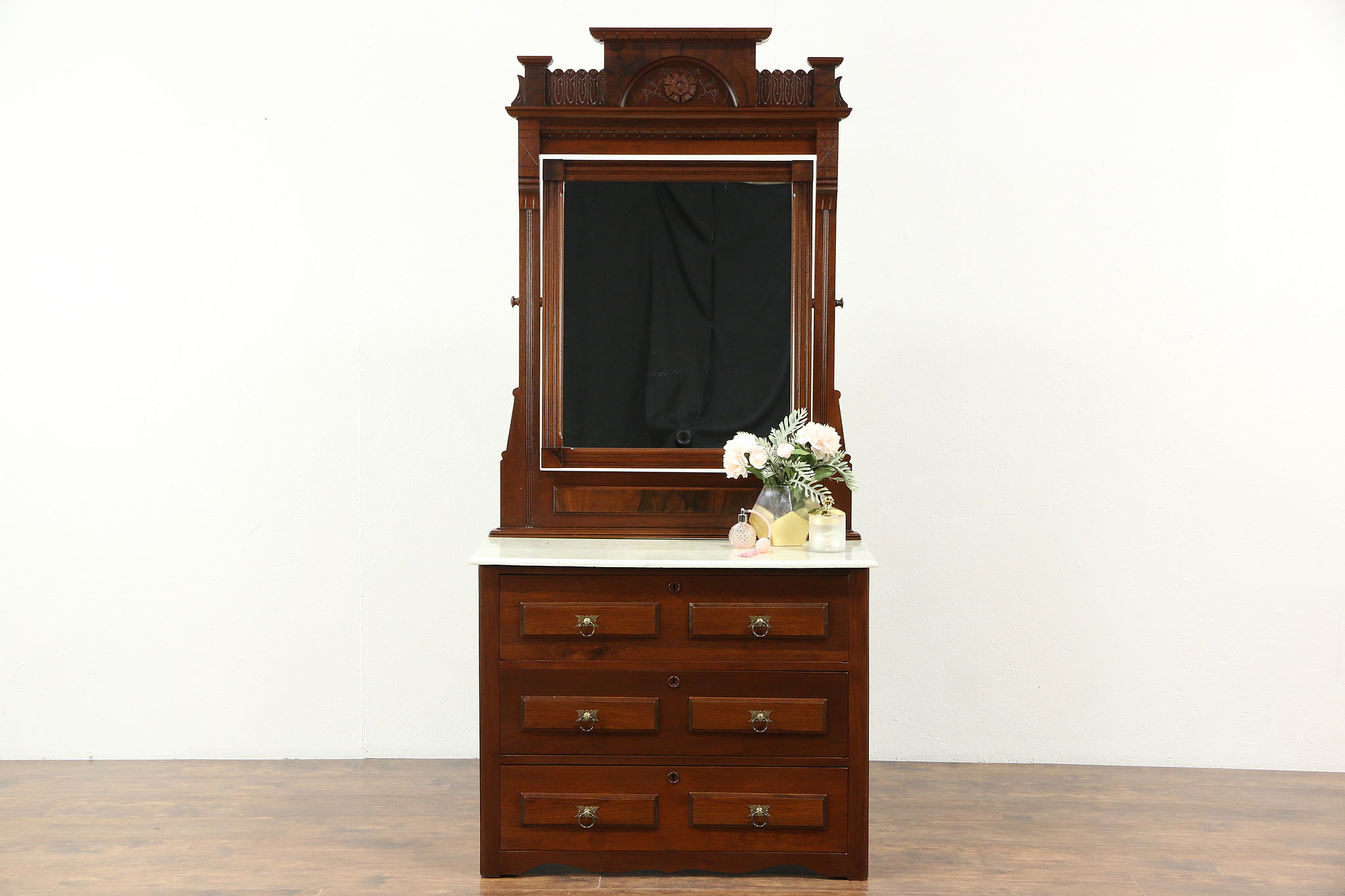 Sold Victorian 1880 Antique Walnut Dresser With Mirror Marble