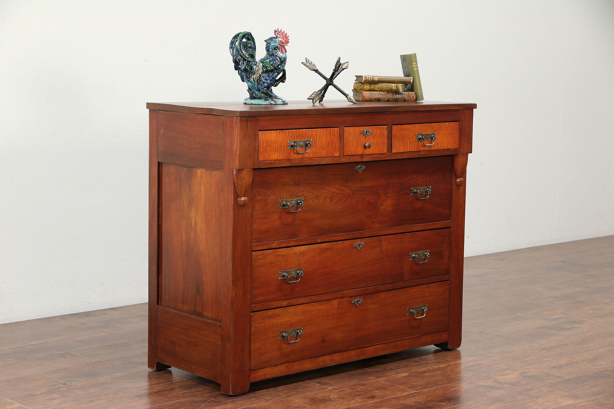 Sold Walnut Curly Tiger Maple Antique 1830 Linen Chest Or