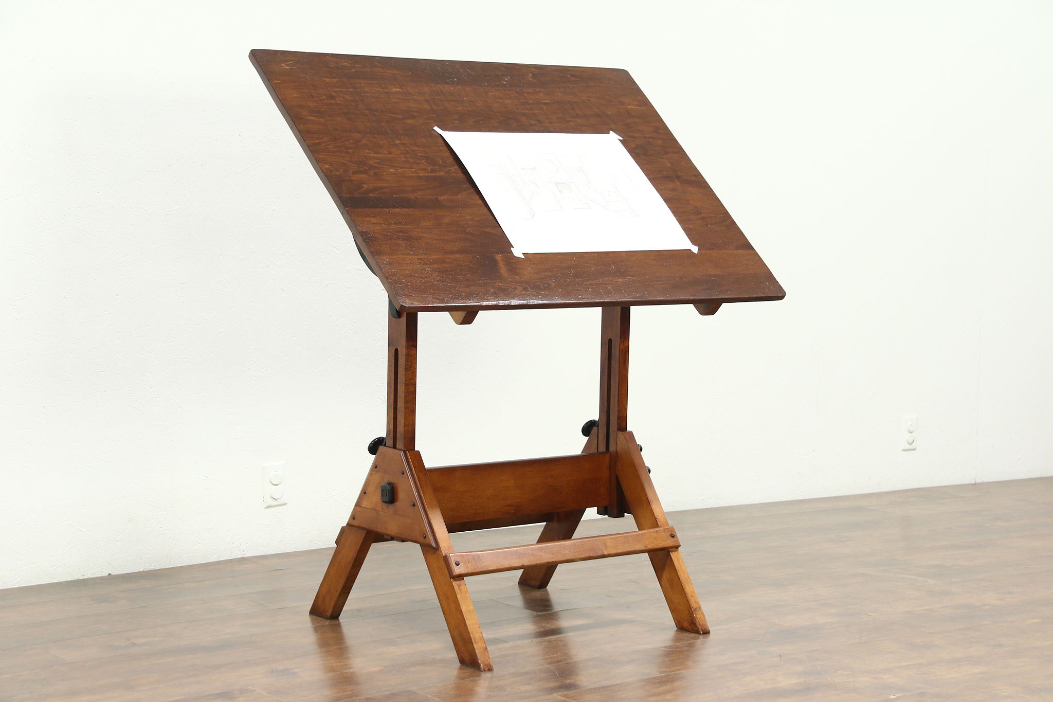 Drafting or Wine Table, Adjustable Vintage Artist Desk, Kitchen Island