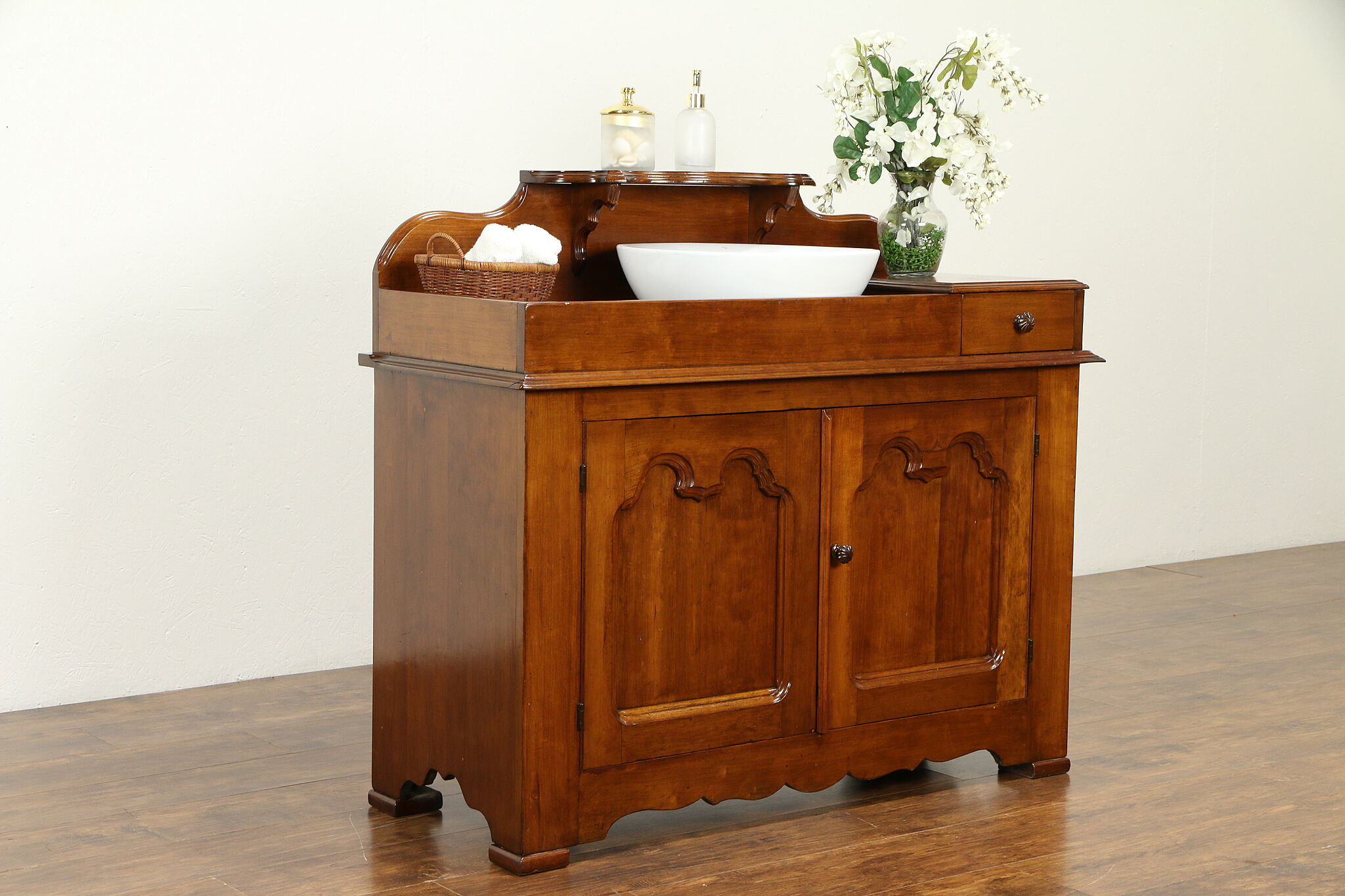 Cherry Antique Dry Sink Vessel Sink Vanity Changing Table 31647