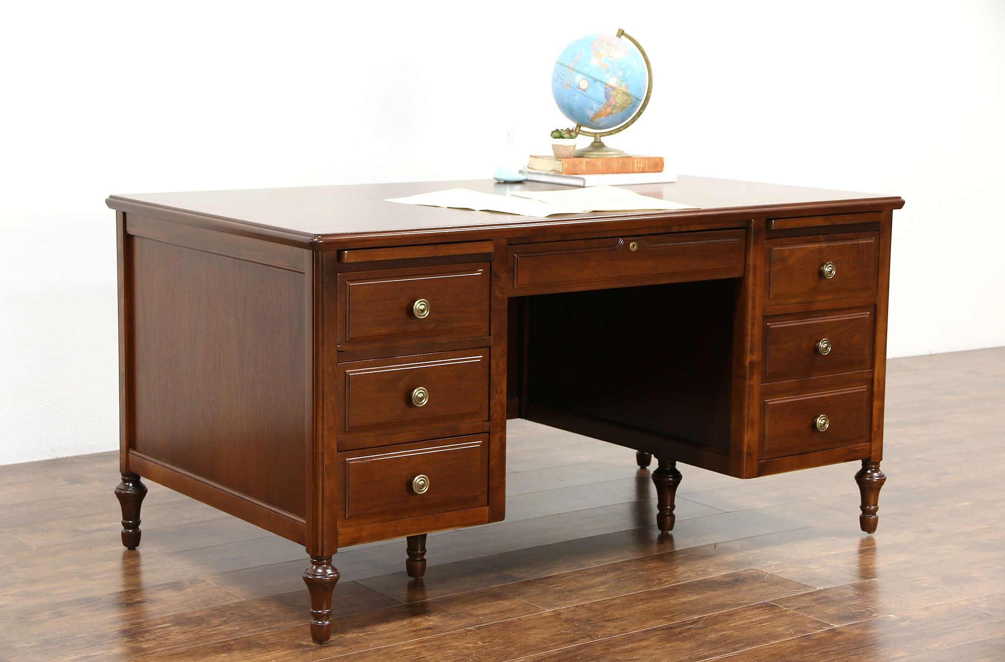 Sold Executive Or Library Walnut Desk 1930 S Vintage Signed