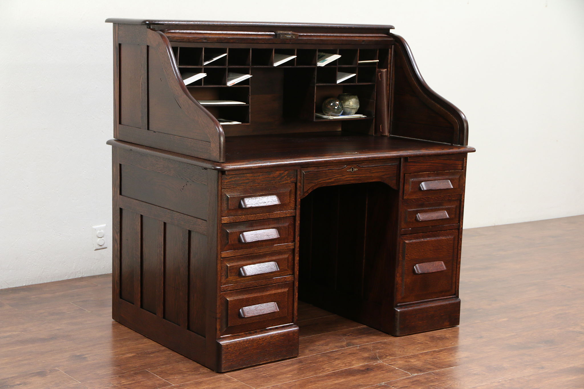 Sold Oak Antique 1900 S Curve Roll Top Desk File Drawer 29493