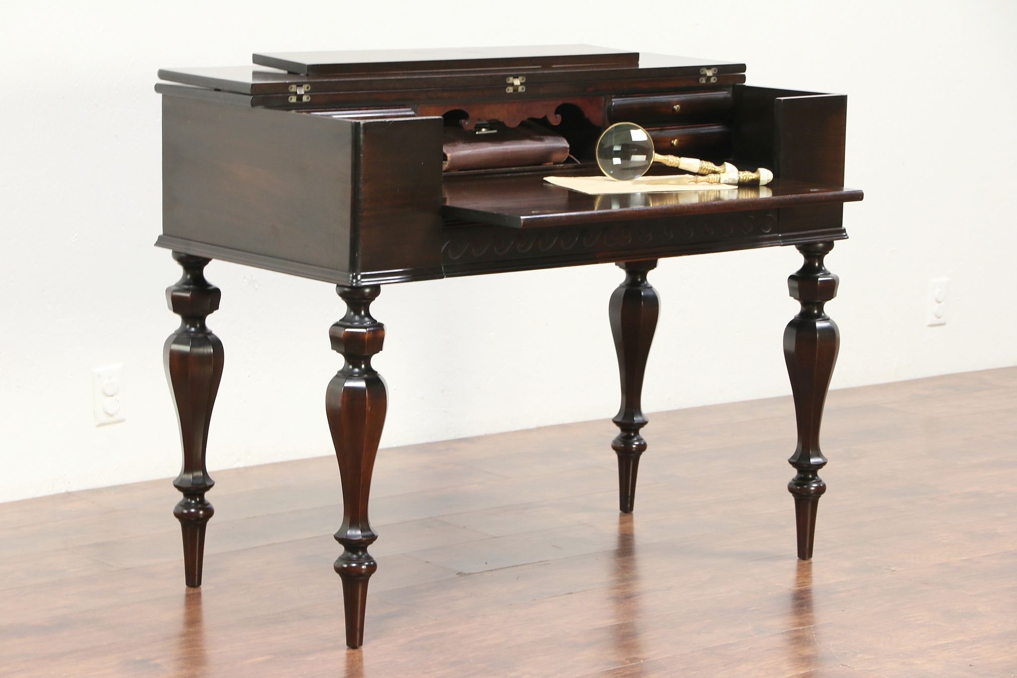 Sold Spinet Desk Or Hall Console Table 1925 Mahogany Antique