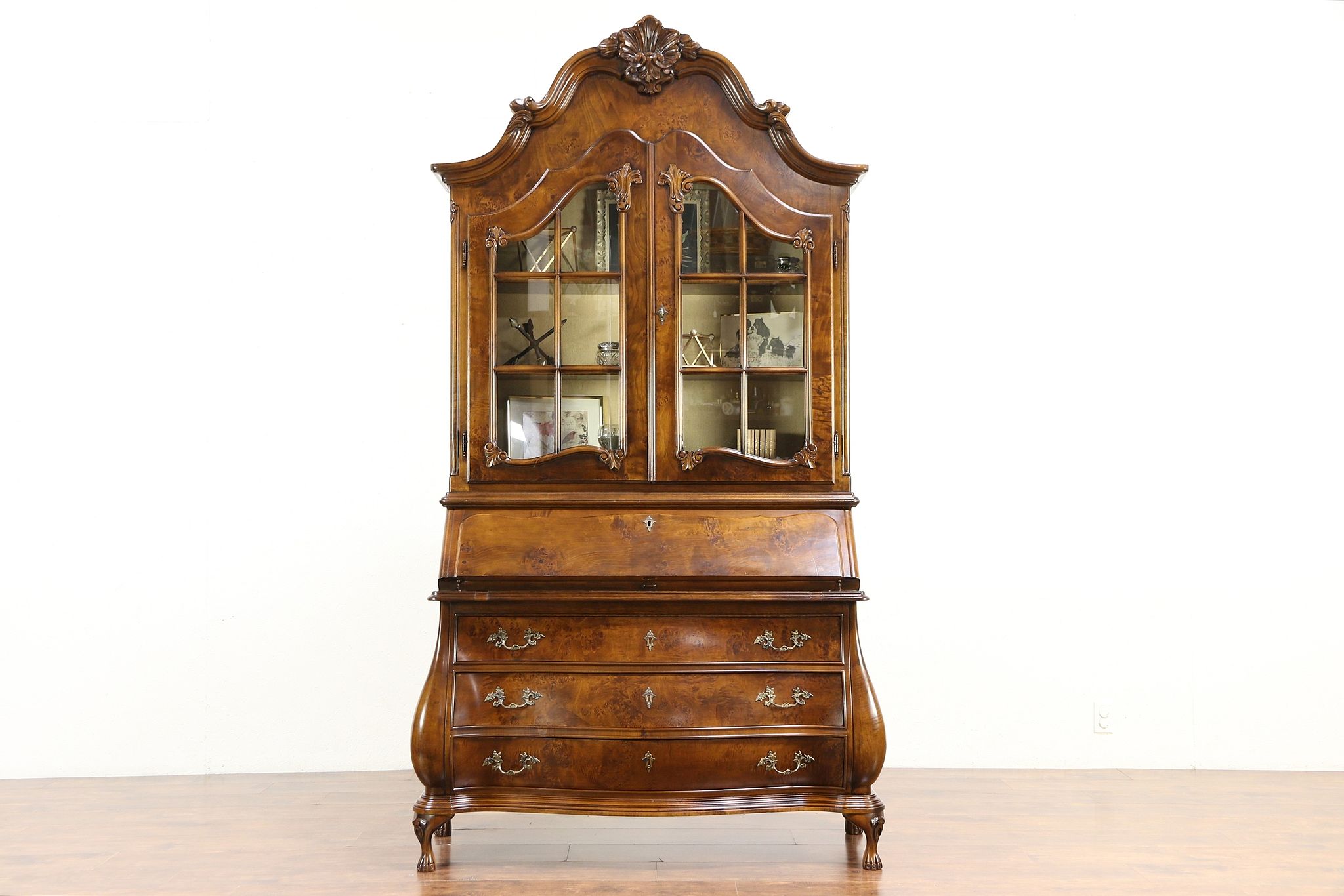 Sold Italian Vintage Carved Bombe Library Secretary Desk
