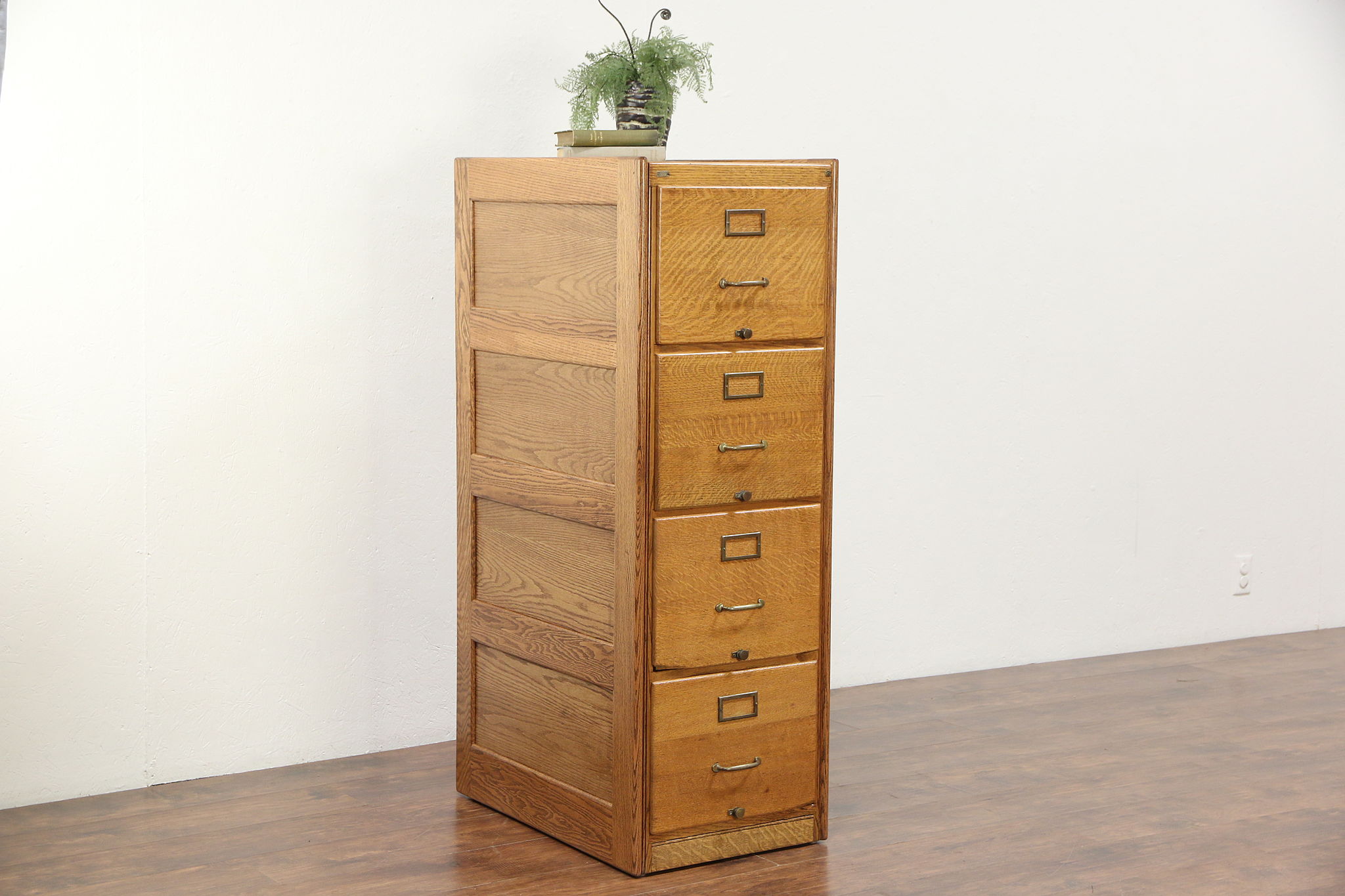 Sold Oak 1920 Antique 4 Drawer Library Or Office Filing Cabinet