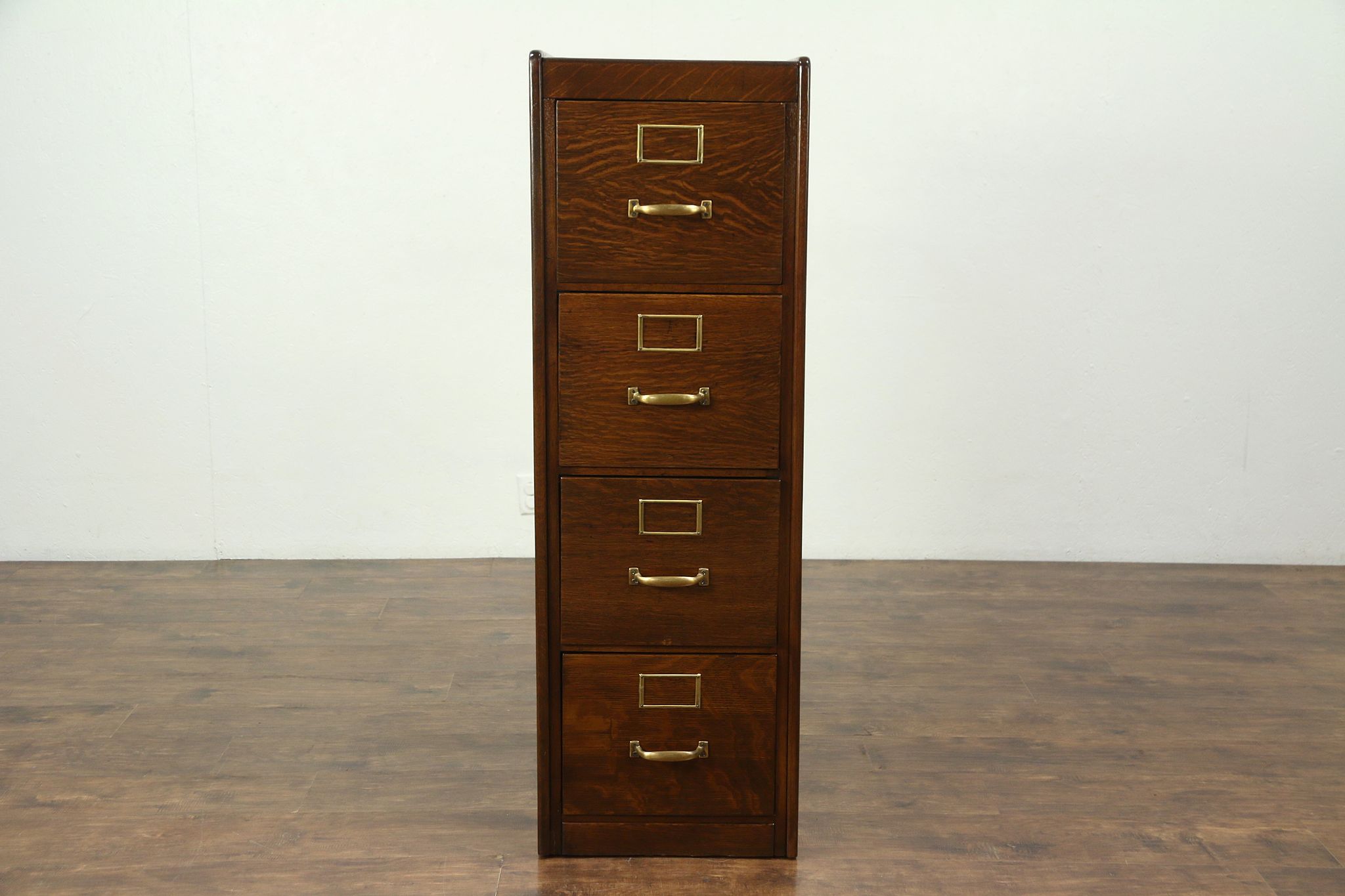 Sold Oak 4 Drawer Filing Cabinet Antique Library Or Office File