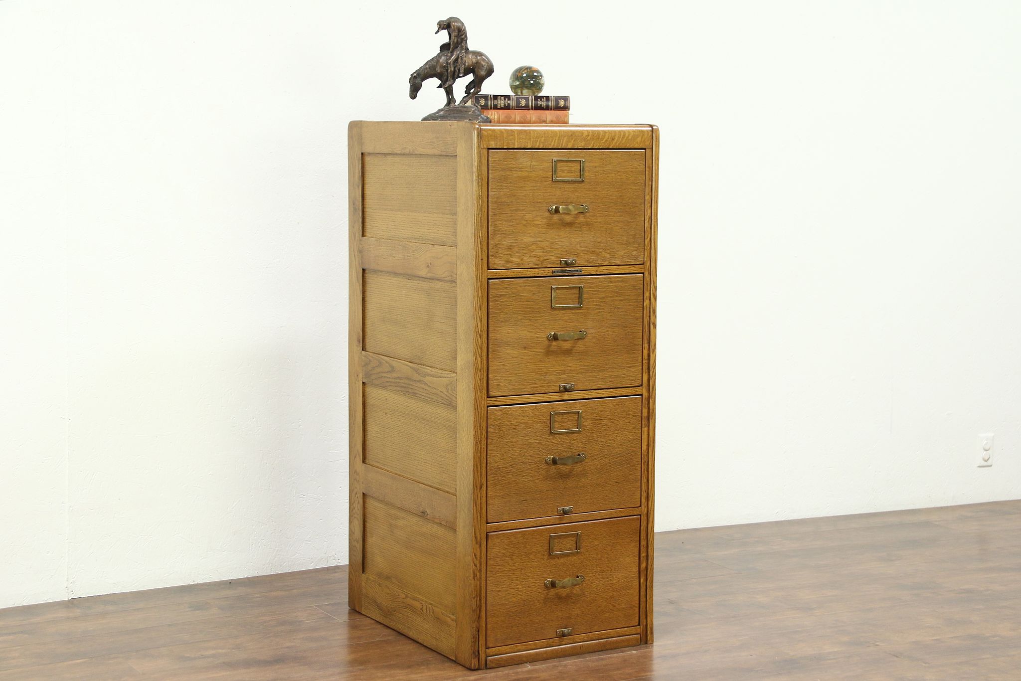 Sold Oak 4 Drawer Antique 1920 Legal File Cabinet Library