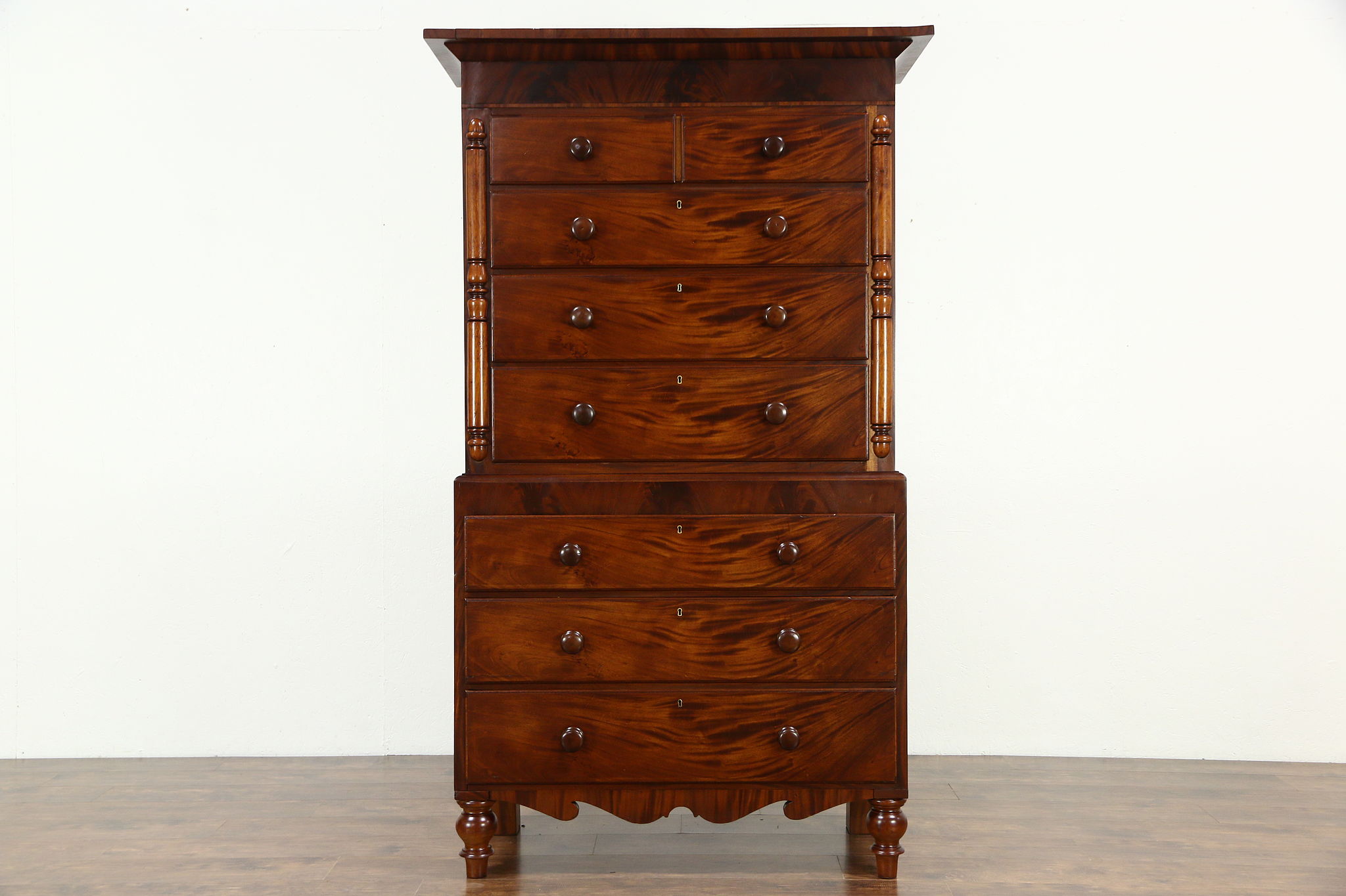 Sold Scottish 1860 Antique Mahogany Highboy Or Tall Chest On